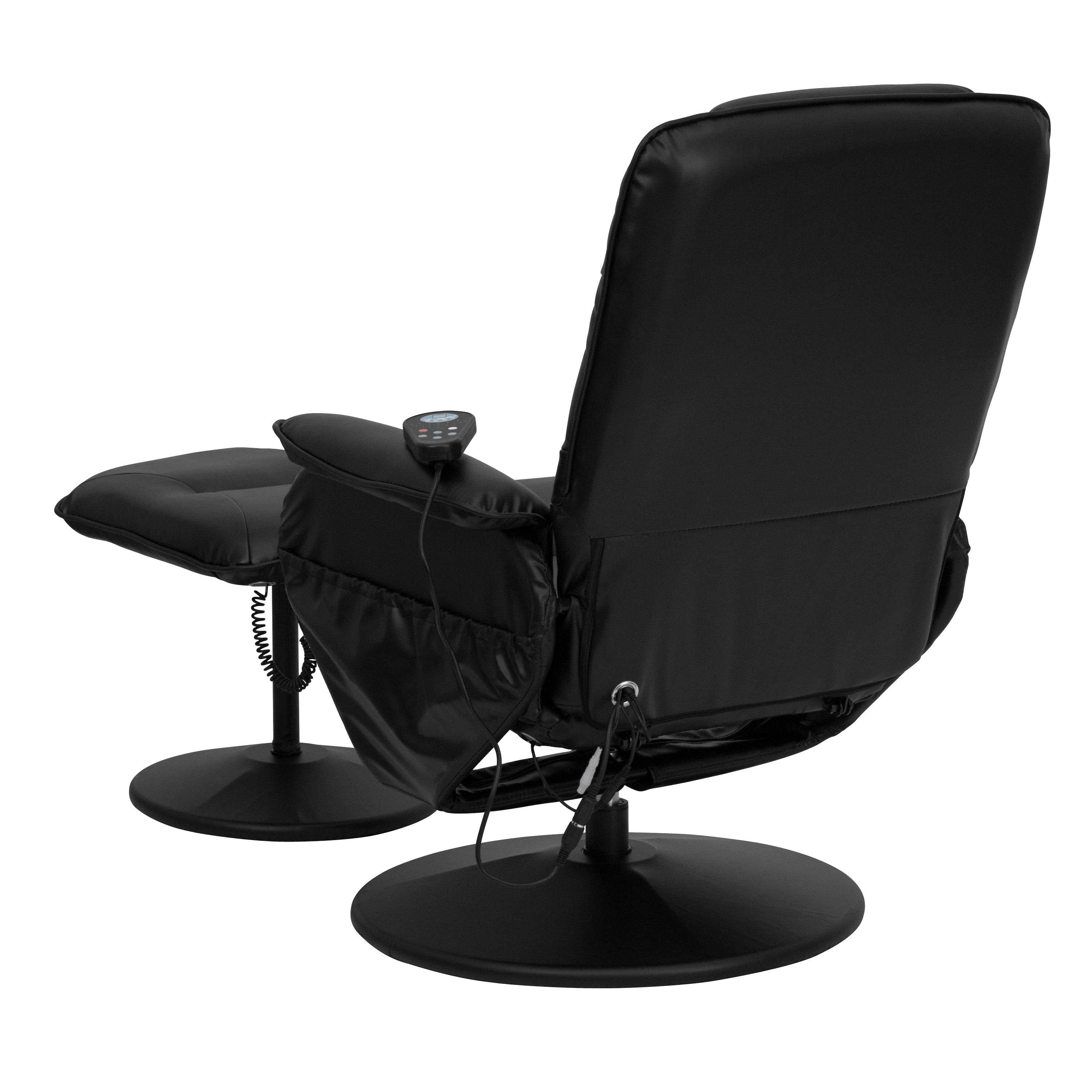 Massaging Multi-Position Recliner with Deep Side Pockets and Ottoman with Wrapped Base