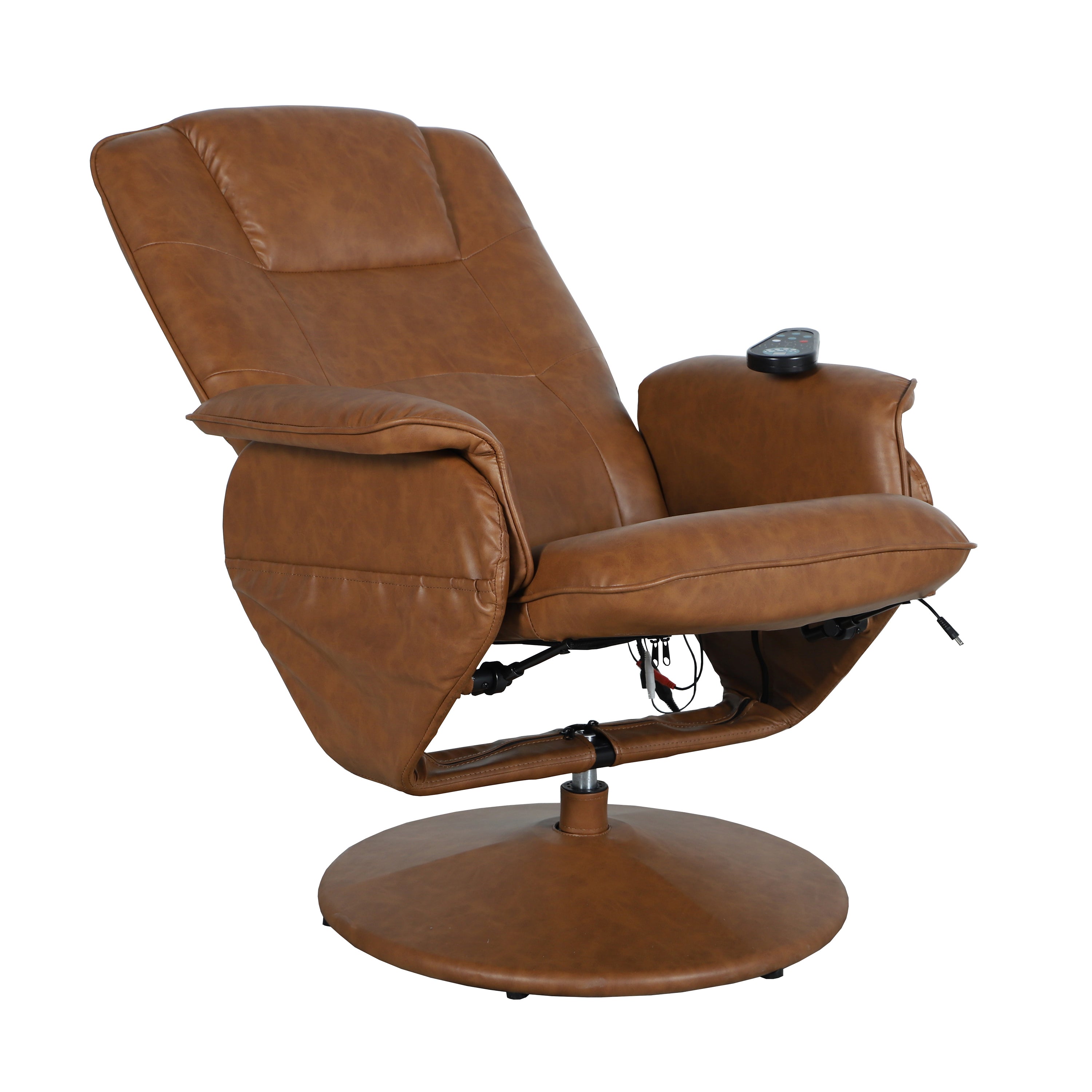 Massaging Multi-Position Recliner with Deep Side Pockets and Ottoman with Wrapped Base