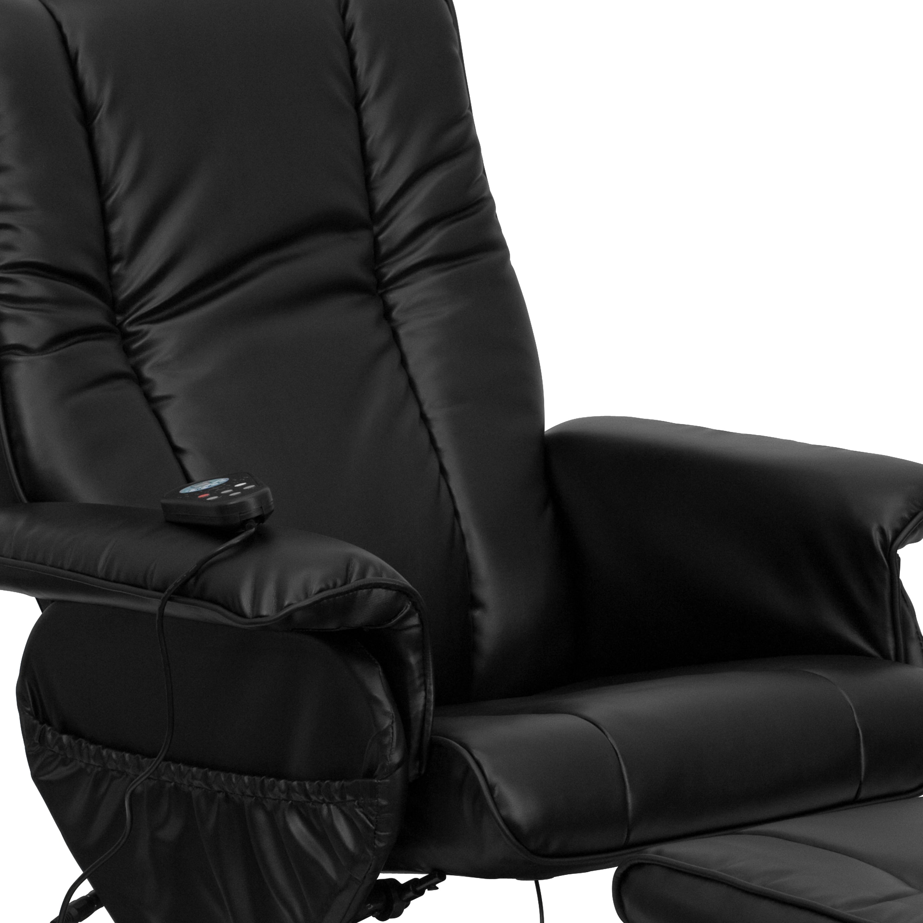 Massaging Multi-Position Recliner and Ottoman with Wrapped Base