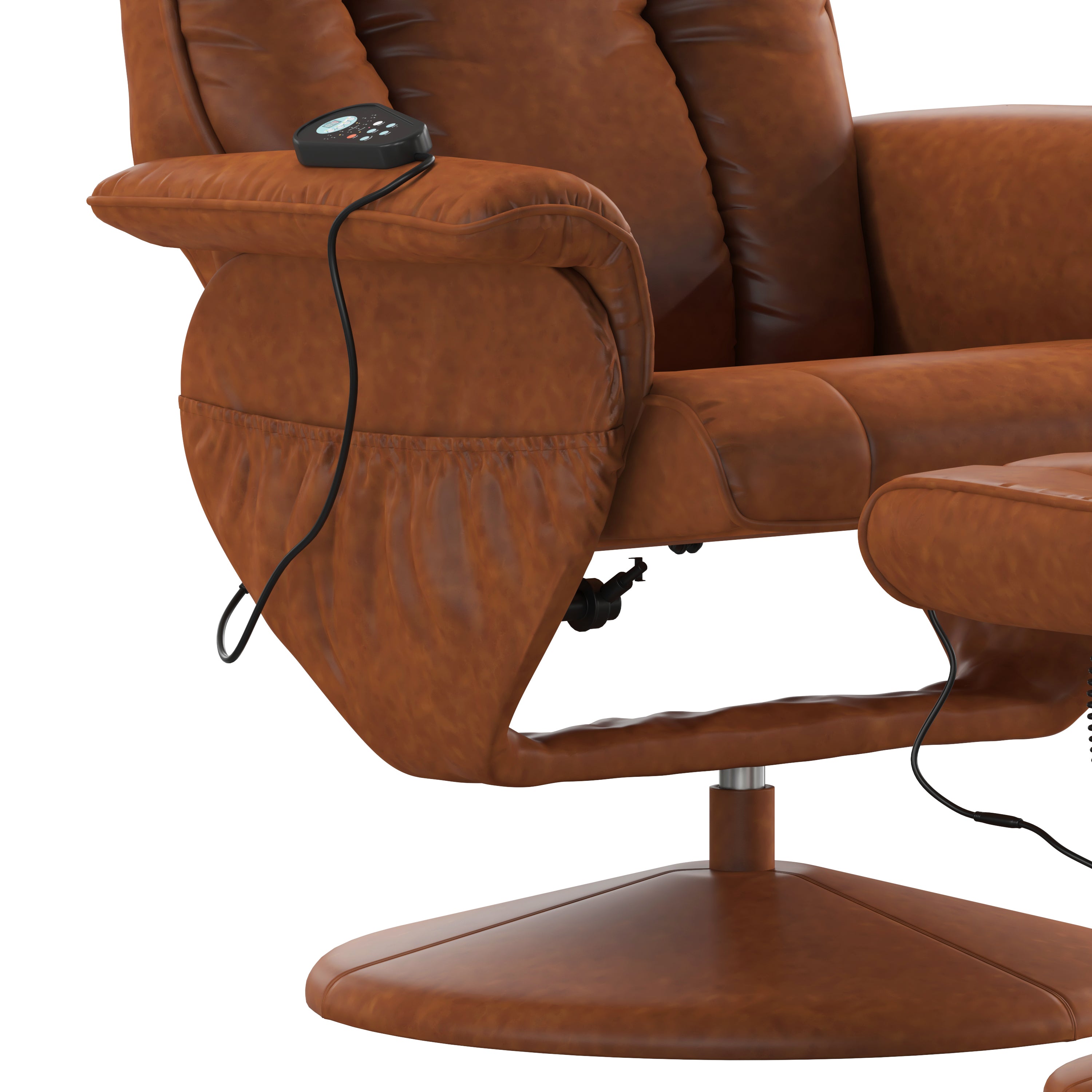 Massaging Multi-Position Recliner and Ottoman with Wrapped Base