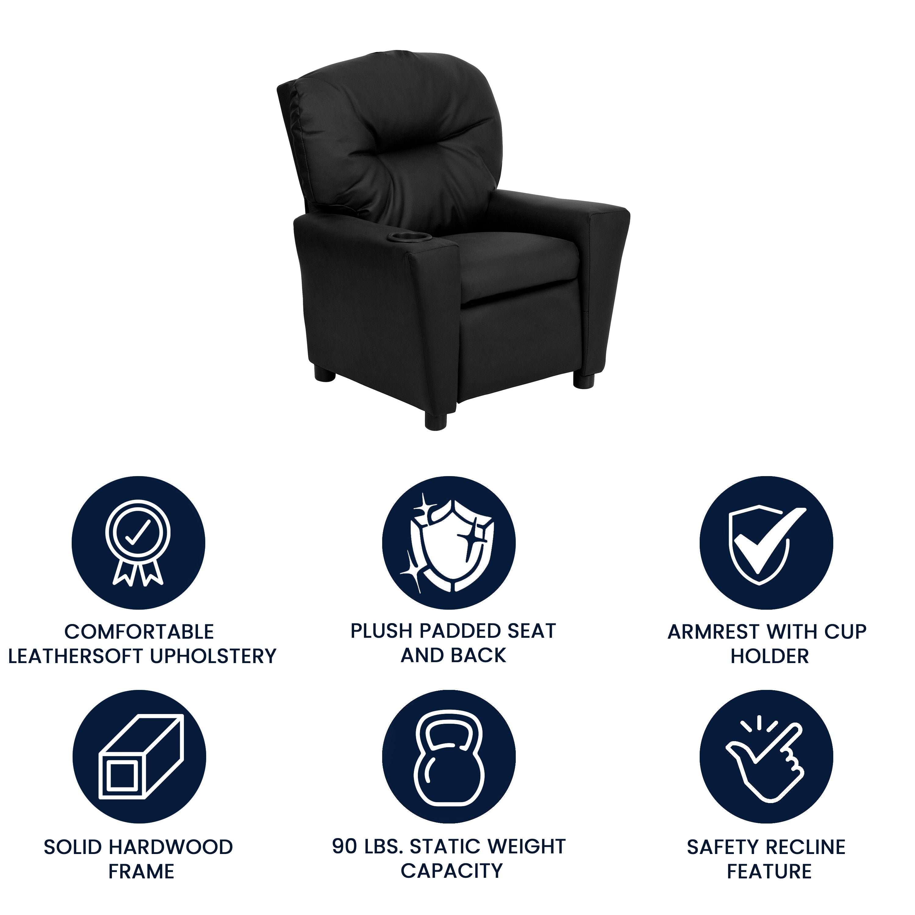 Contemporary Kids Recliner with Cup Holder
