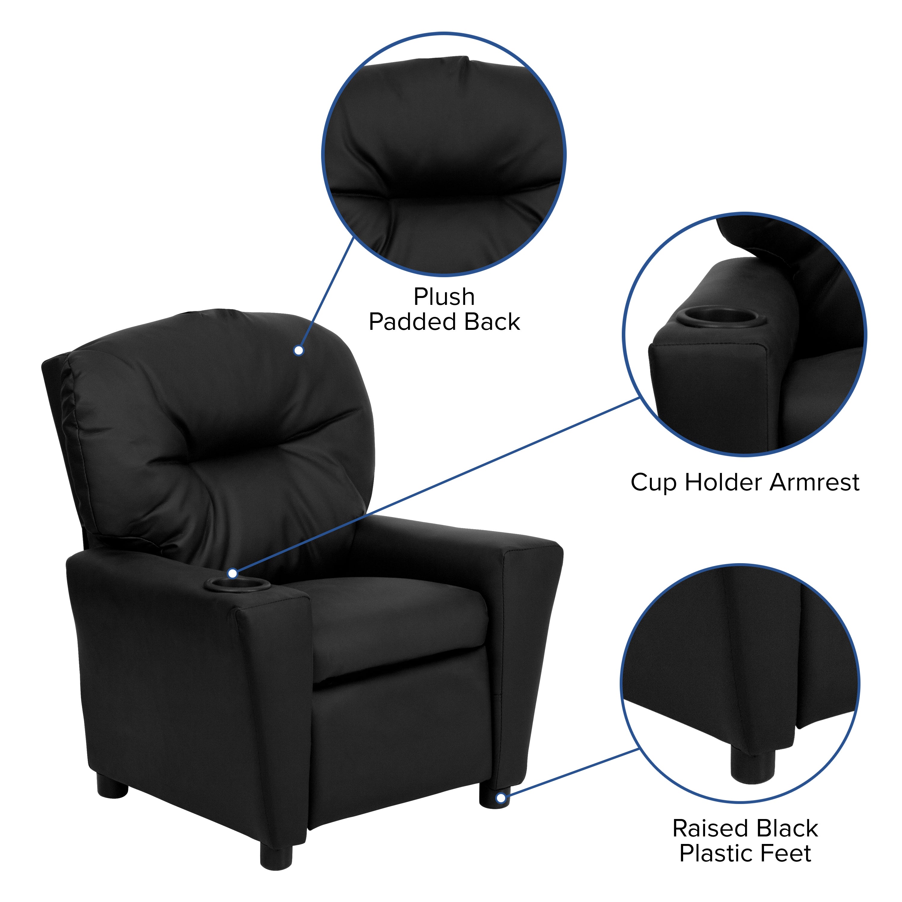 Contemporary Kids Recliner with Cup Holder