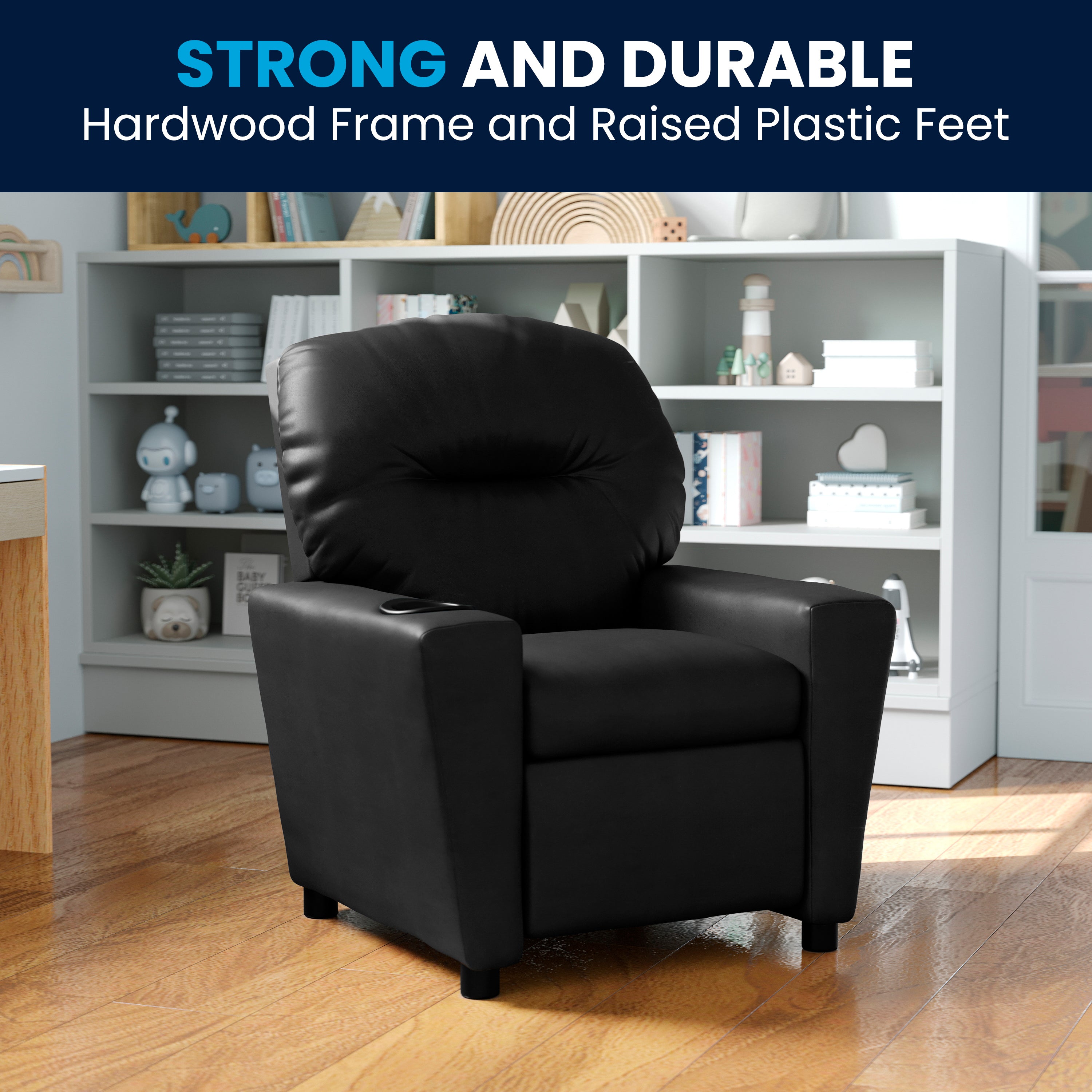 Contemporary Kids Recliner with Cup Holder