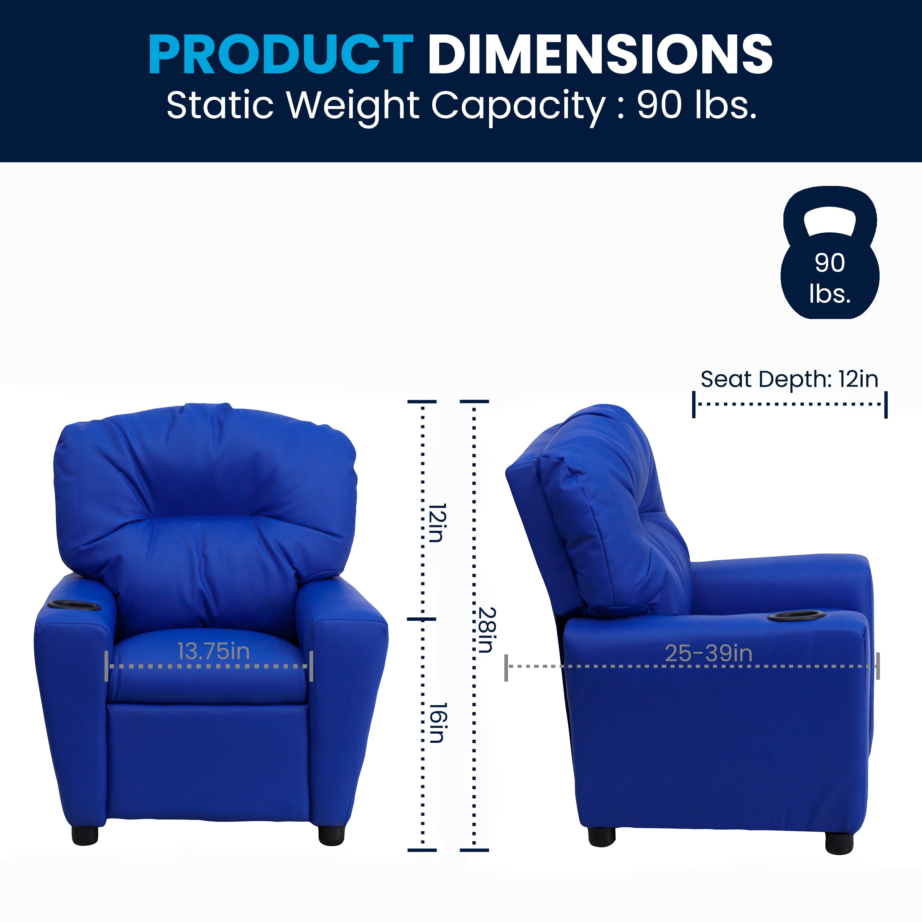 Contemporary Kids Recliner with Cup Holder