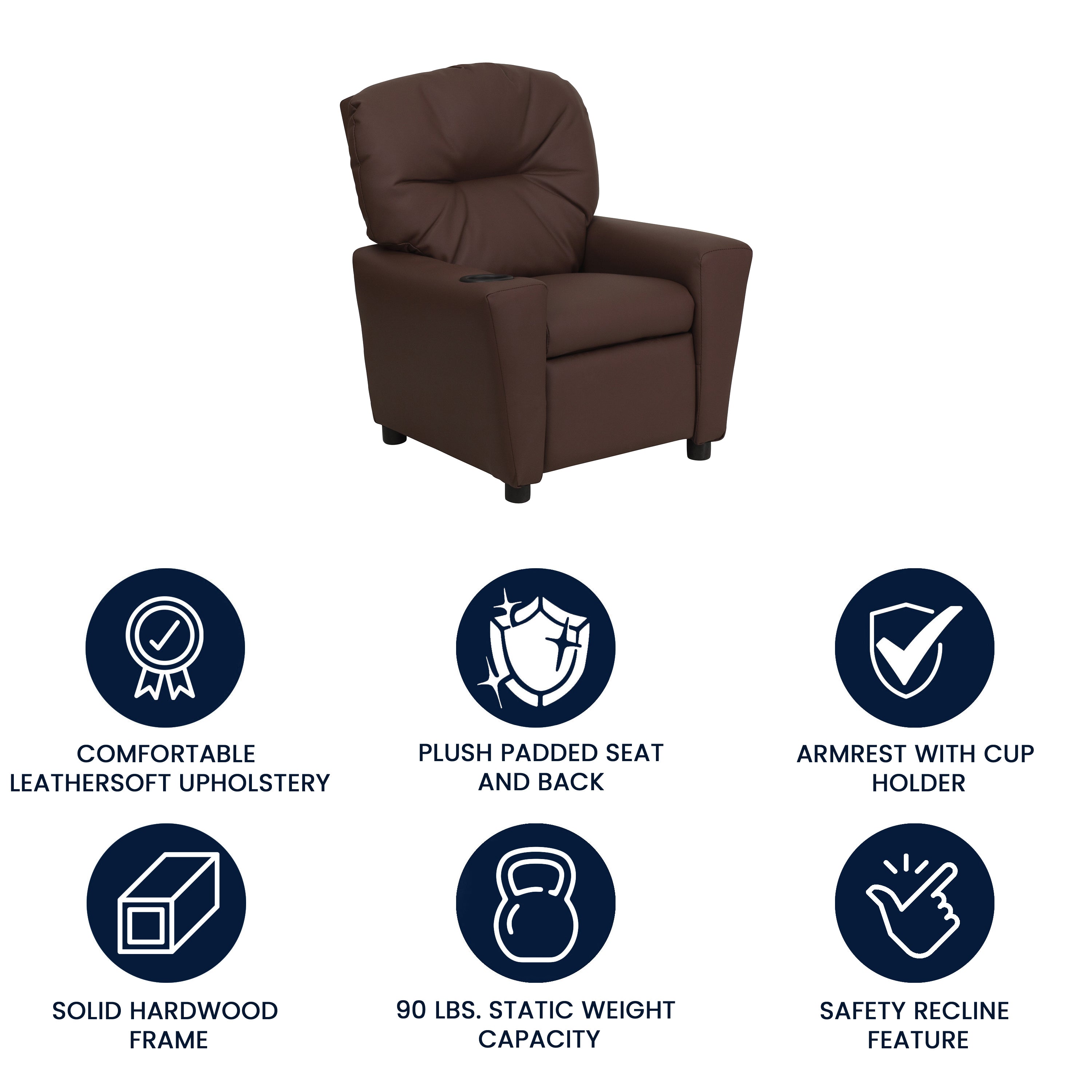 Contemporary Kids Recliner with Cup Holder