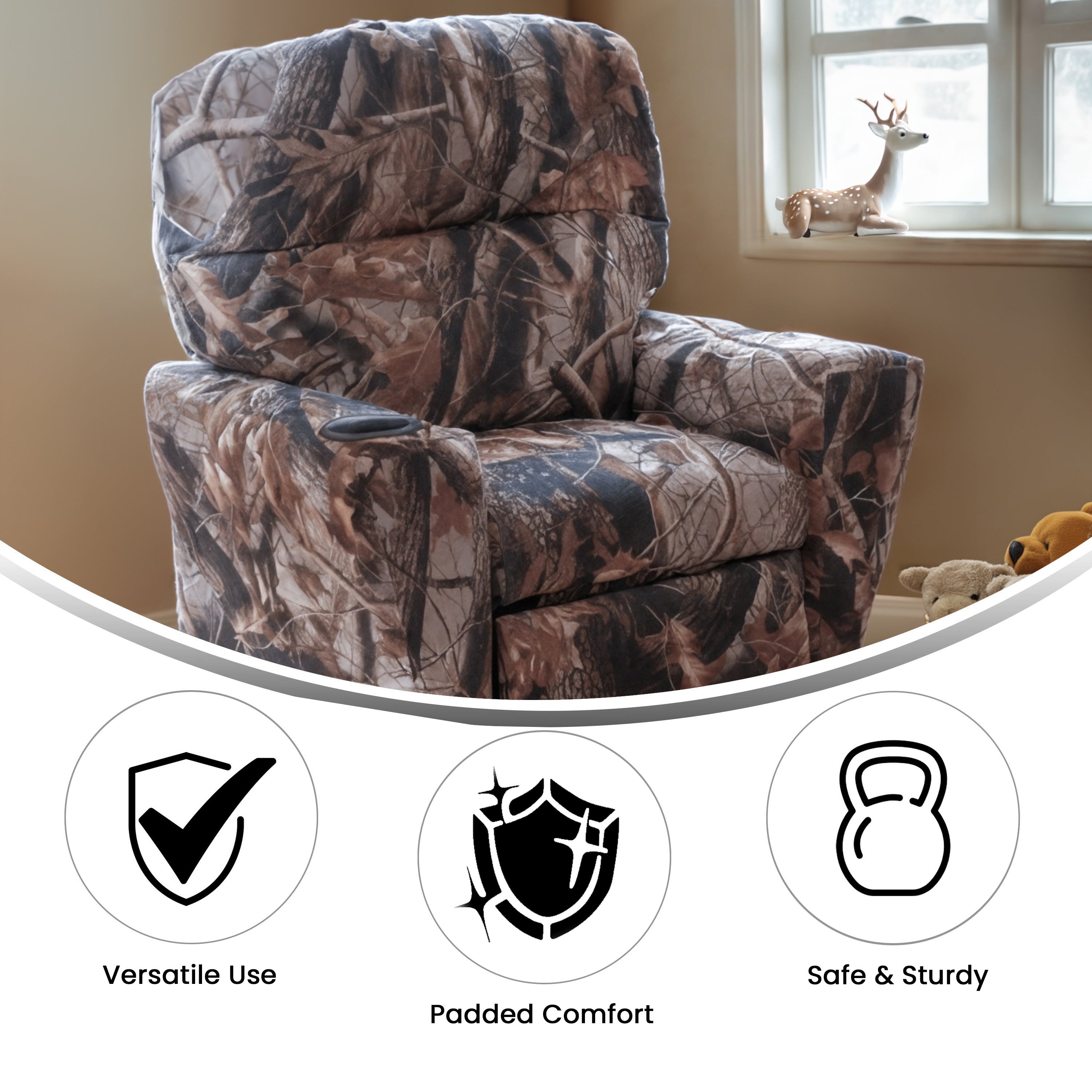 Contemporary Kids Recliner with Cup Holder