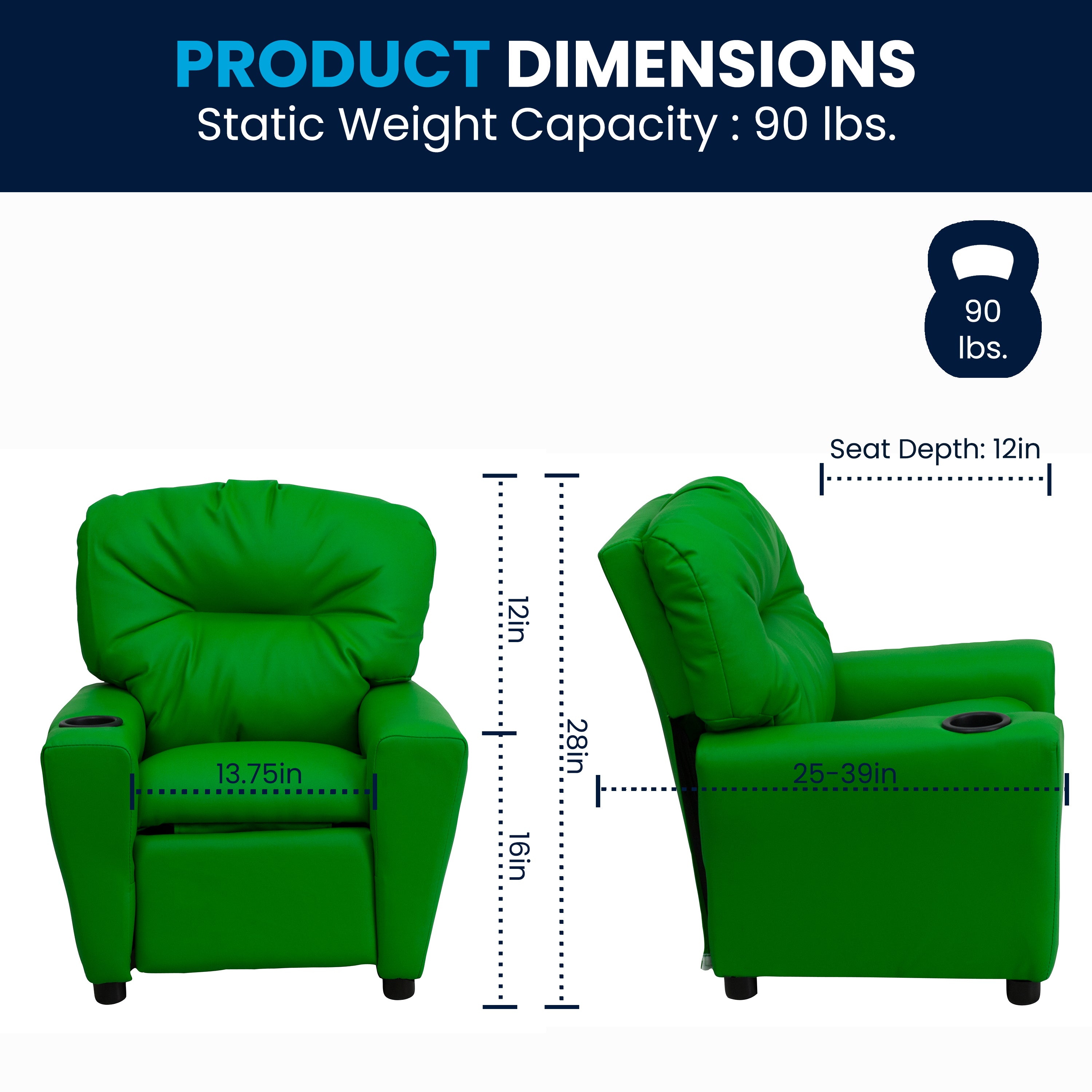 Contemporary Kids Recliner with Cup Holder