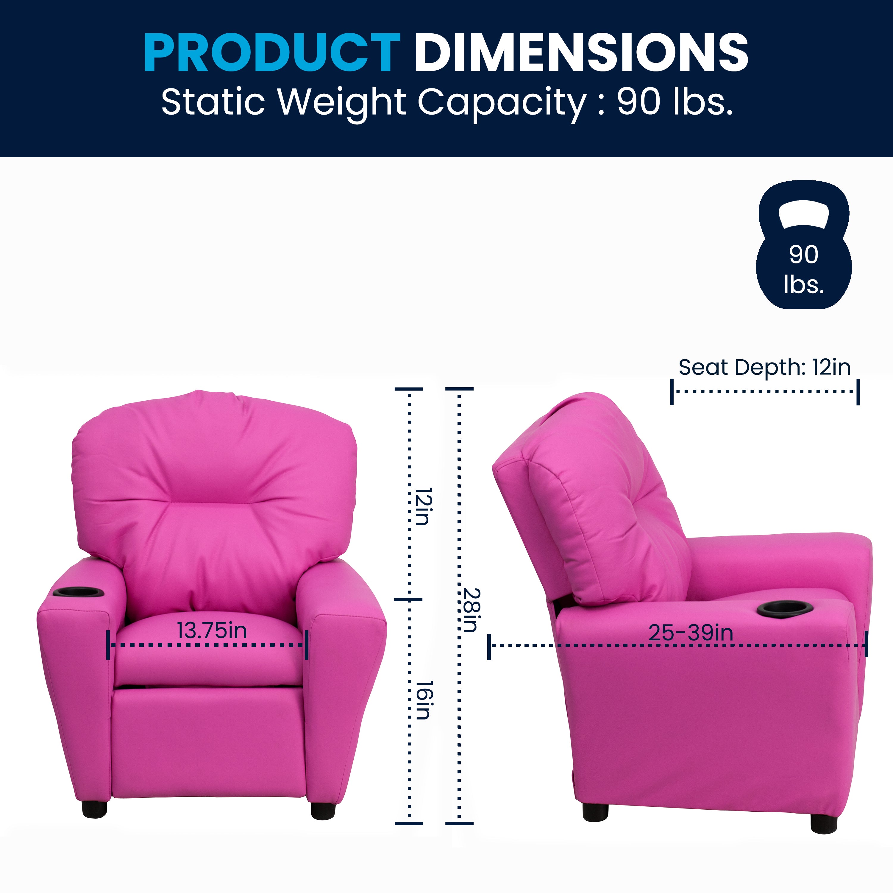 Contemporary Kids Recliner with Cup Holder