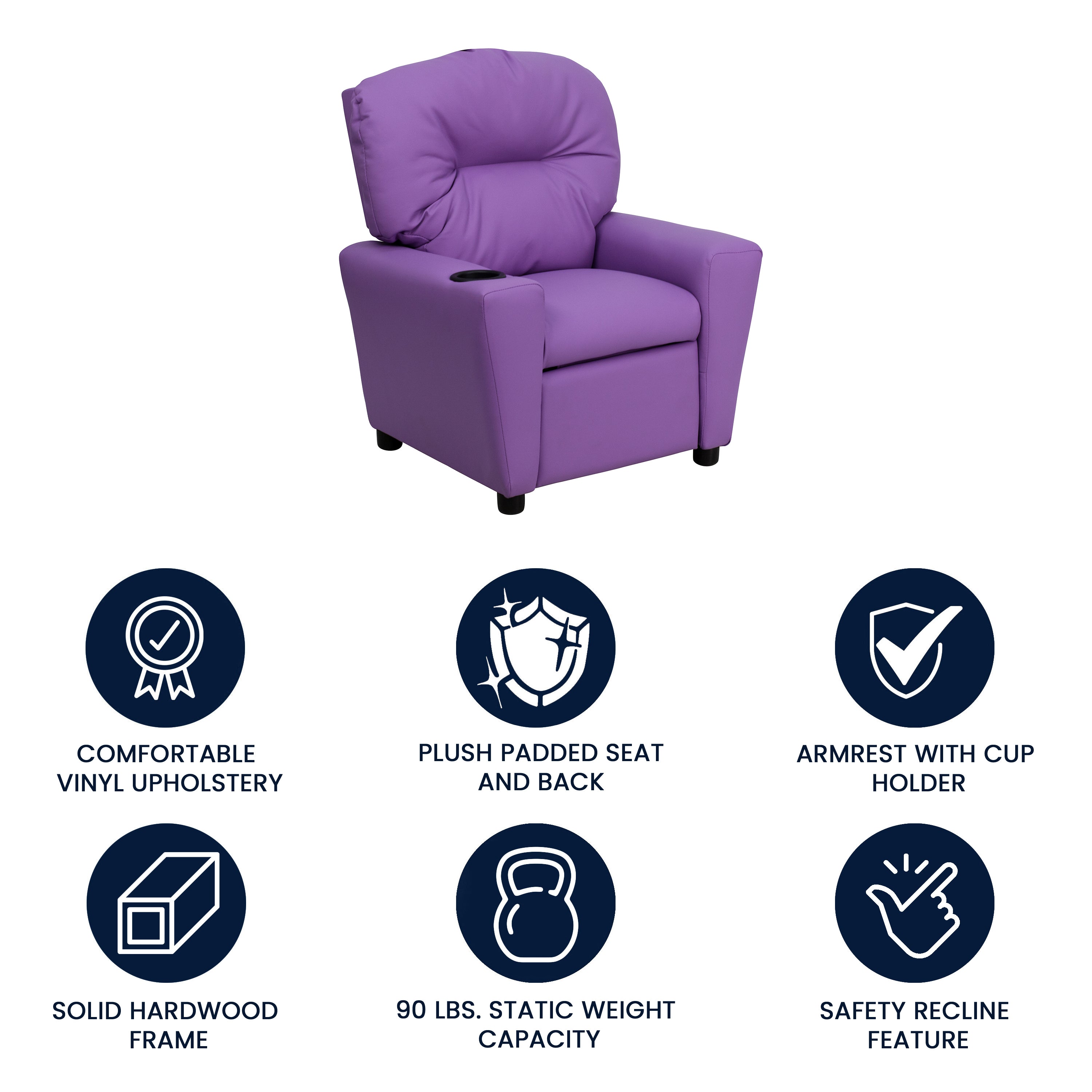 Contemporary Kids Recliner with Cup Holder