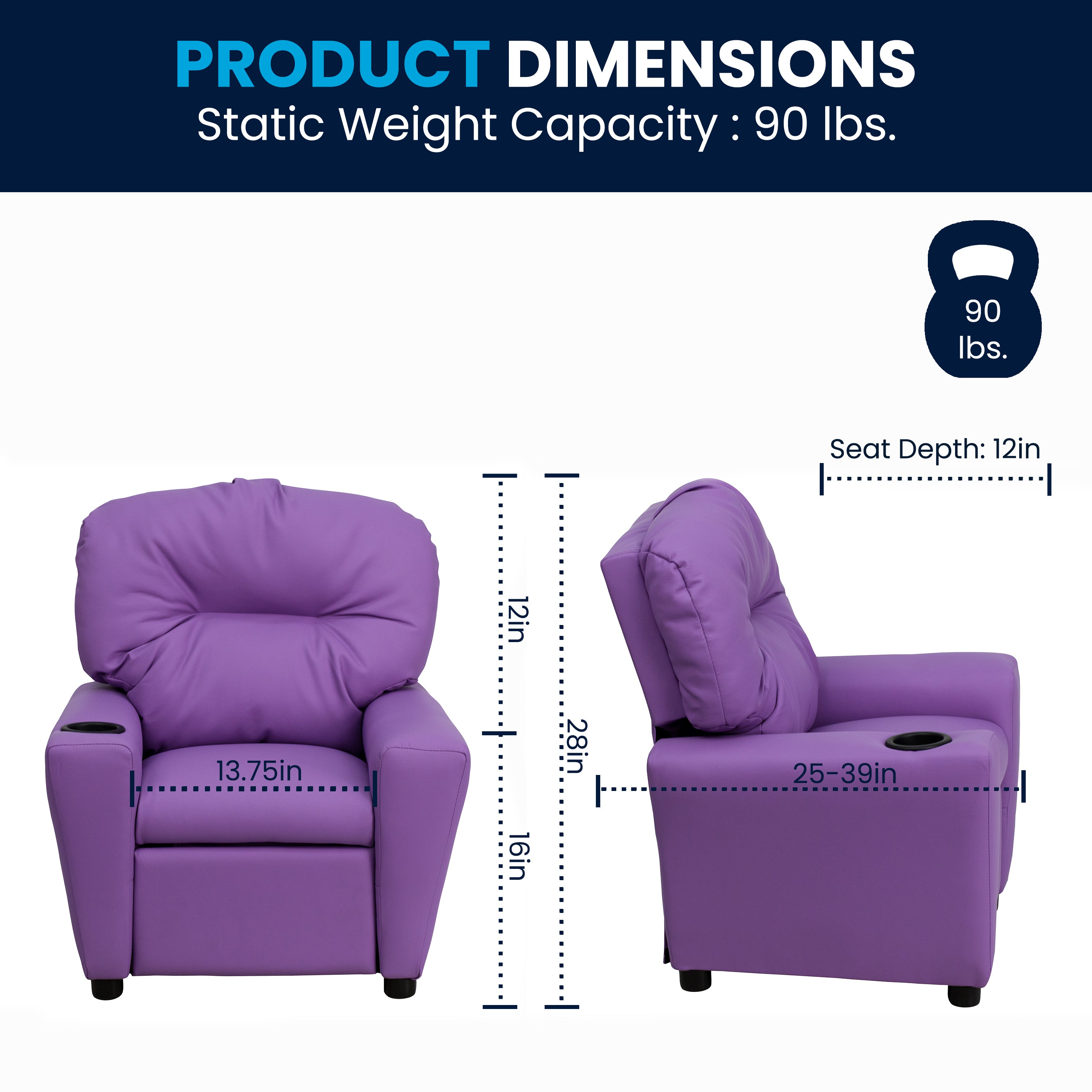 Contemporary Kids Recliner with Cup Holder