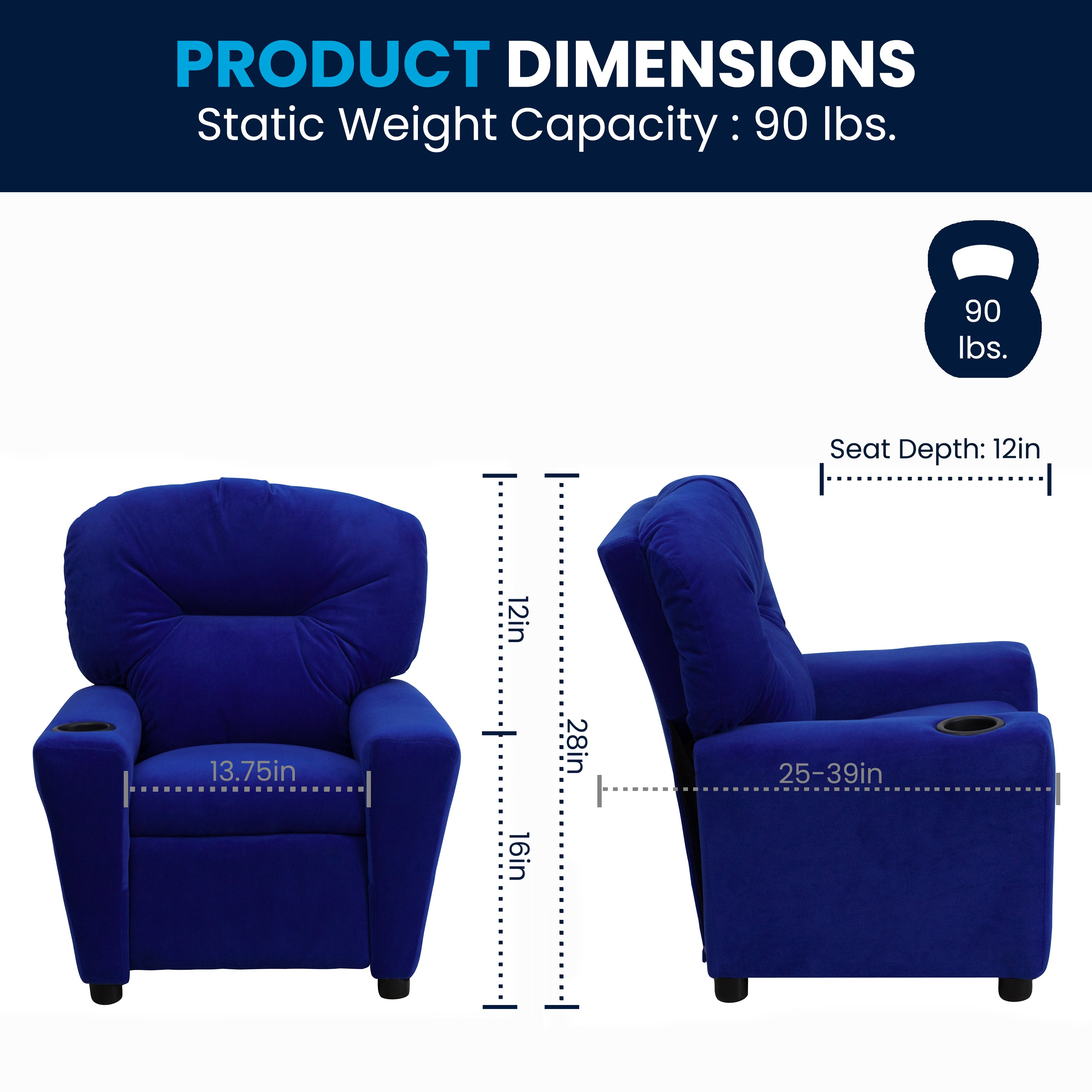 Contemporary Kids Recliner with Cup Holder