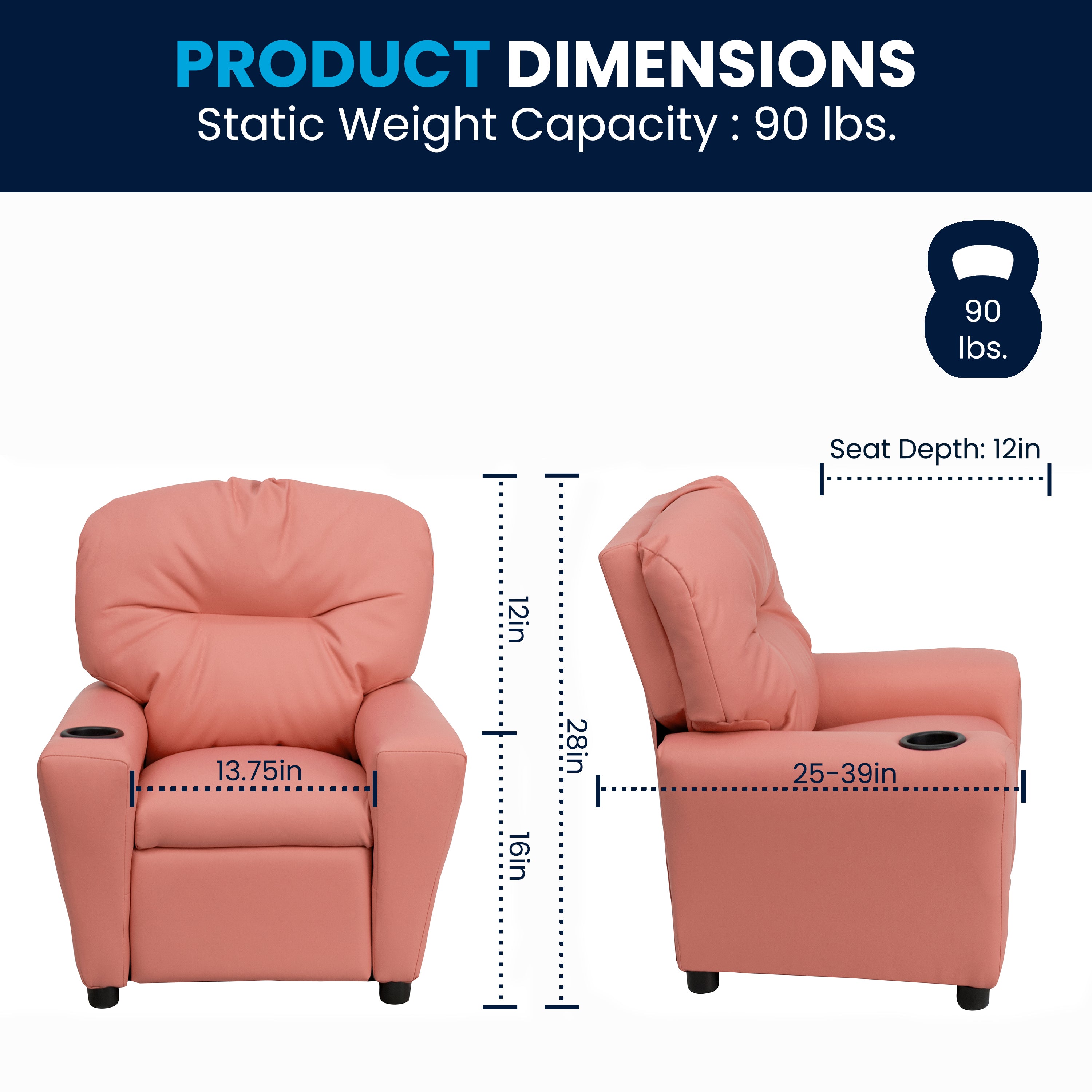 Contemporary Kids Recliner with Cup Holder