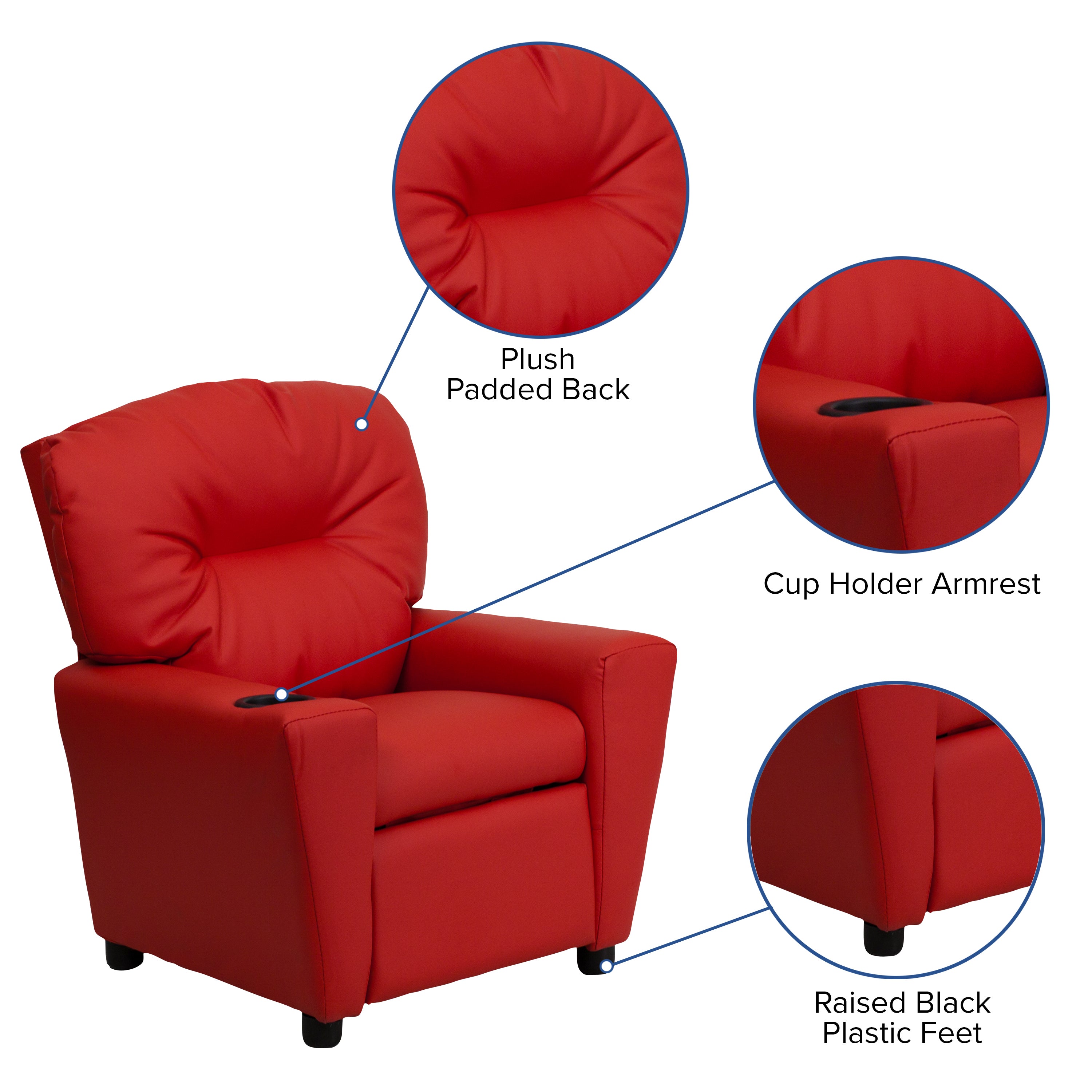 Contemporary Kids Recliner with Cup Holder