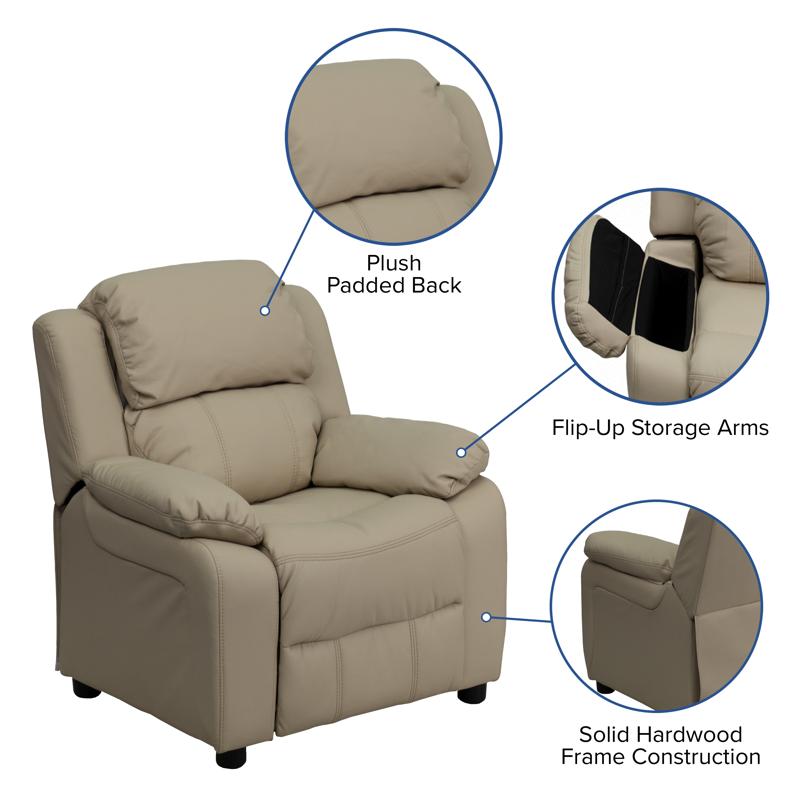 Personalized Deluxe Padded Kids Recliner with Storage Arms