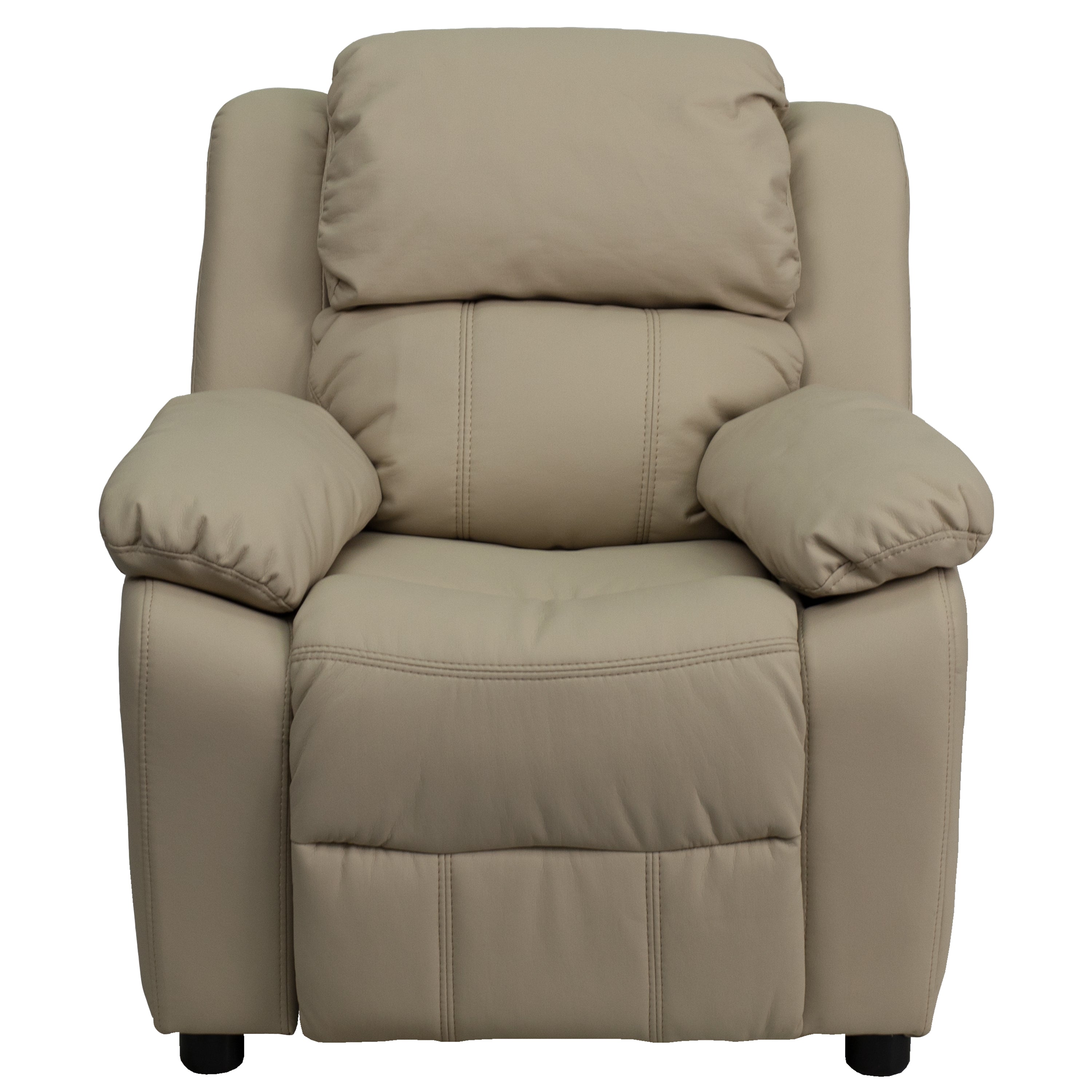 Deluxe Padded Contemporary Kids Recliner with Storage Arms