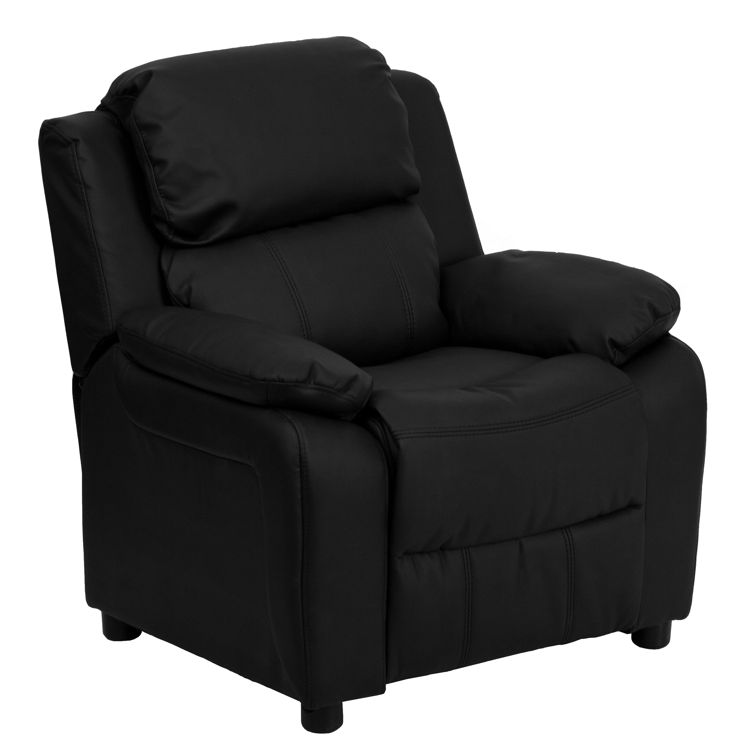 Deluxe Padded Contemporary Kids Recliner with Storage Arms