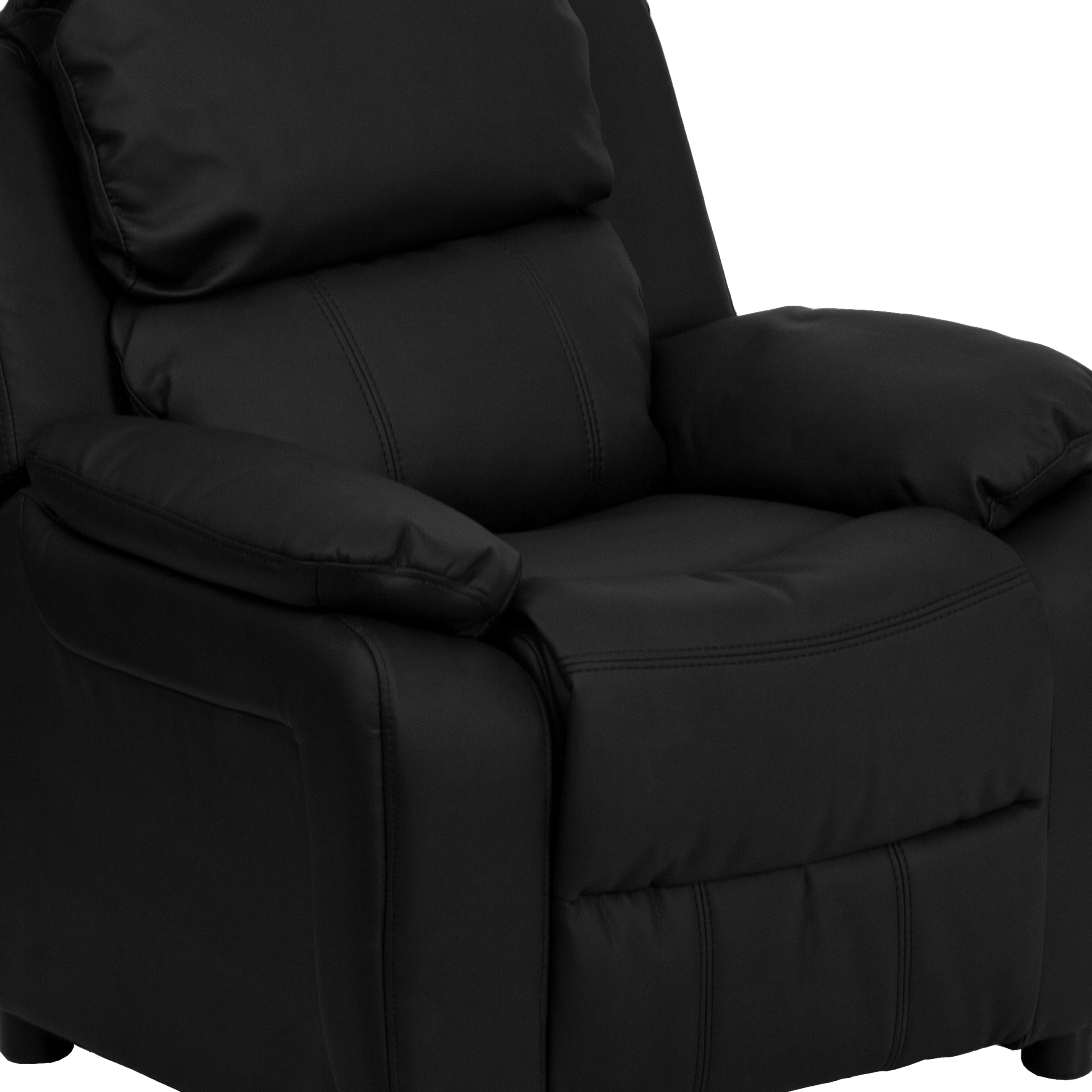 Deluxe Padded Contemporary Kids Recliner with Storage Arms