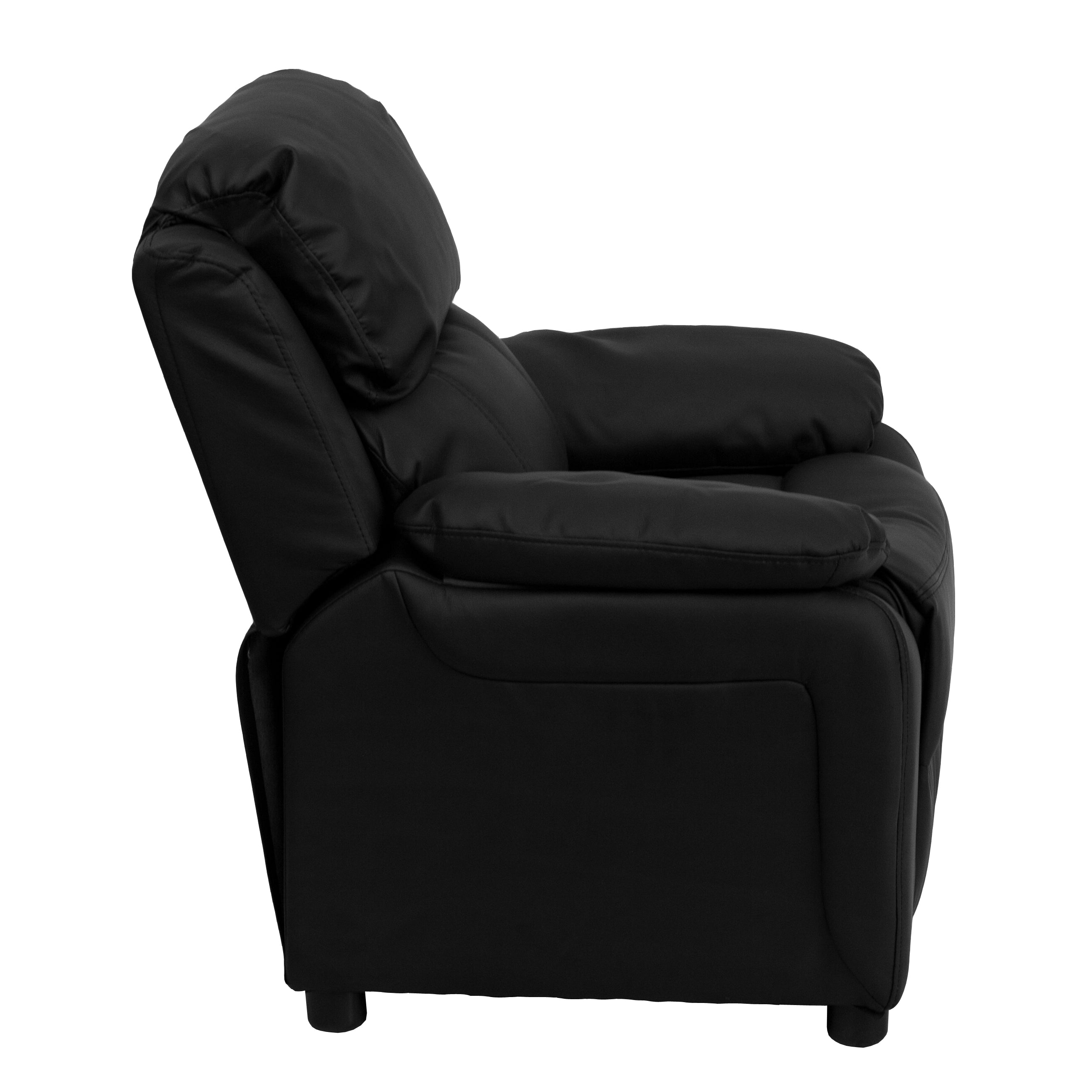 Deluxe Padded Contemporary Kids Recliner with Storage Arms