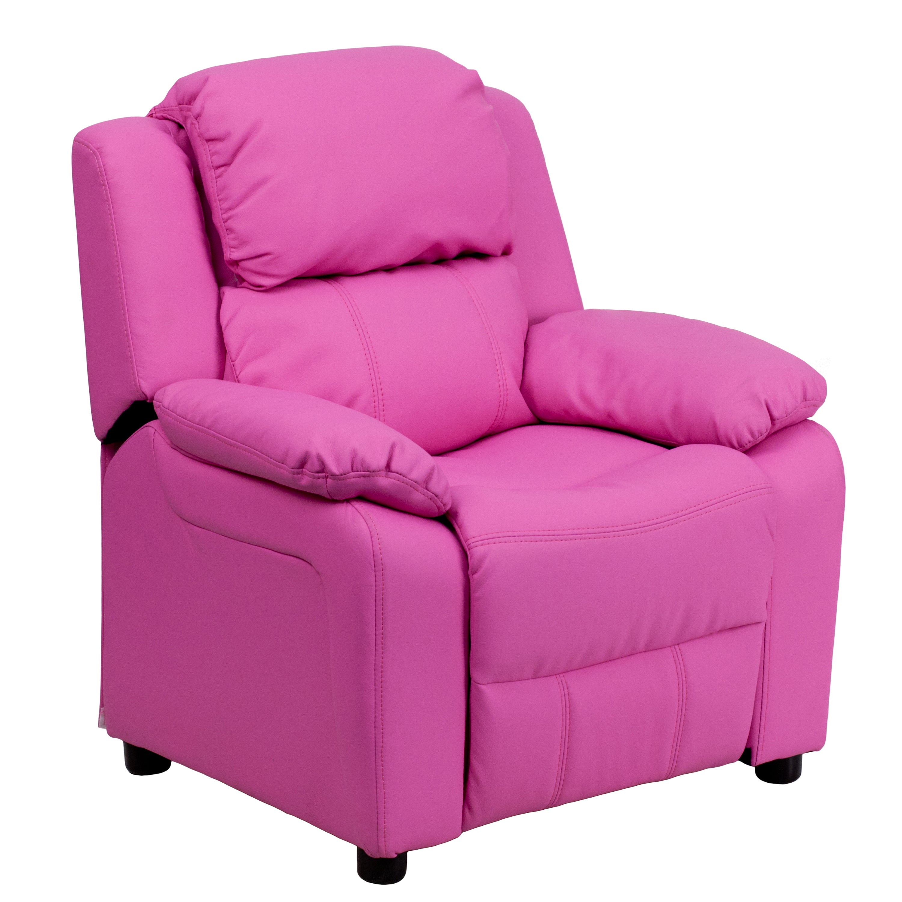 Deluxe Padded Contemporary Kids Recliner with Storage Arms