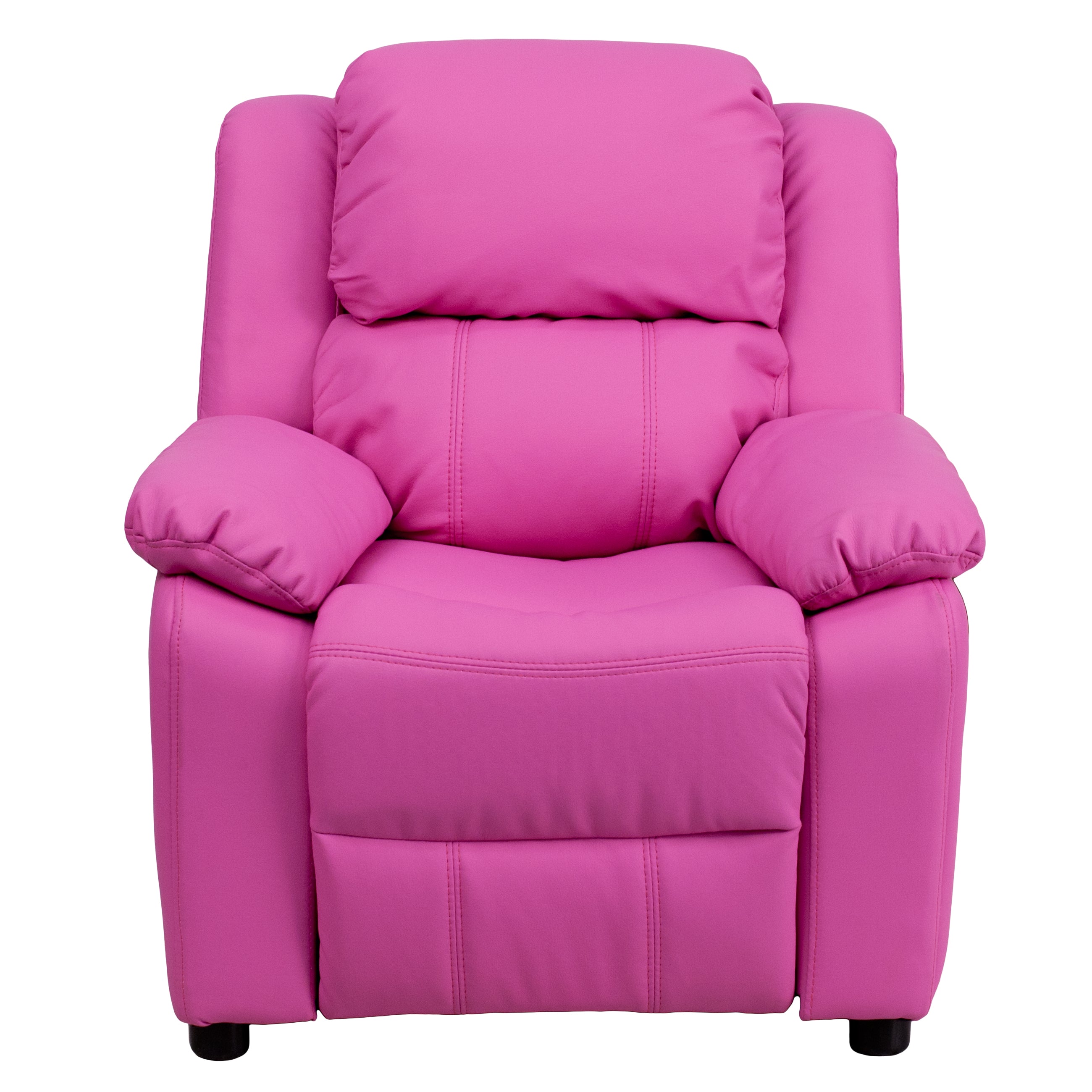 Deluxe Padded Contemporary Kids Recliner with Storage Arms