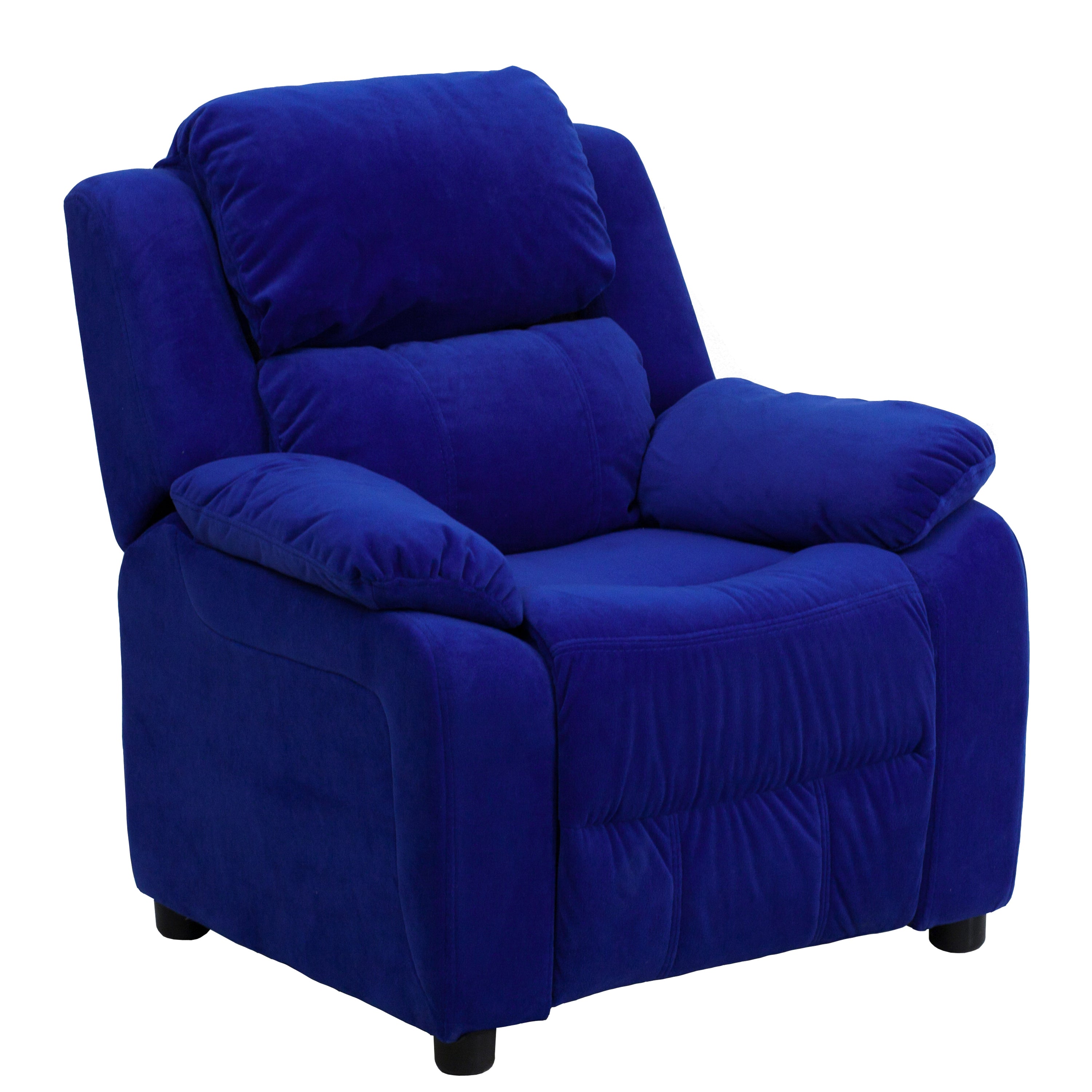 Deluxe Padded Contemporary Kids Recliner with Storage Arms