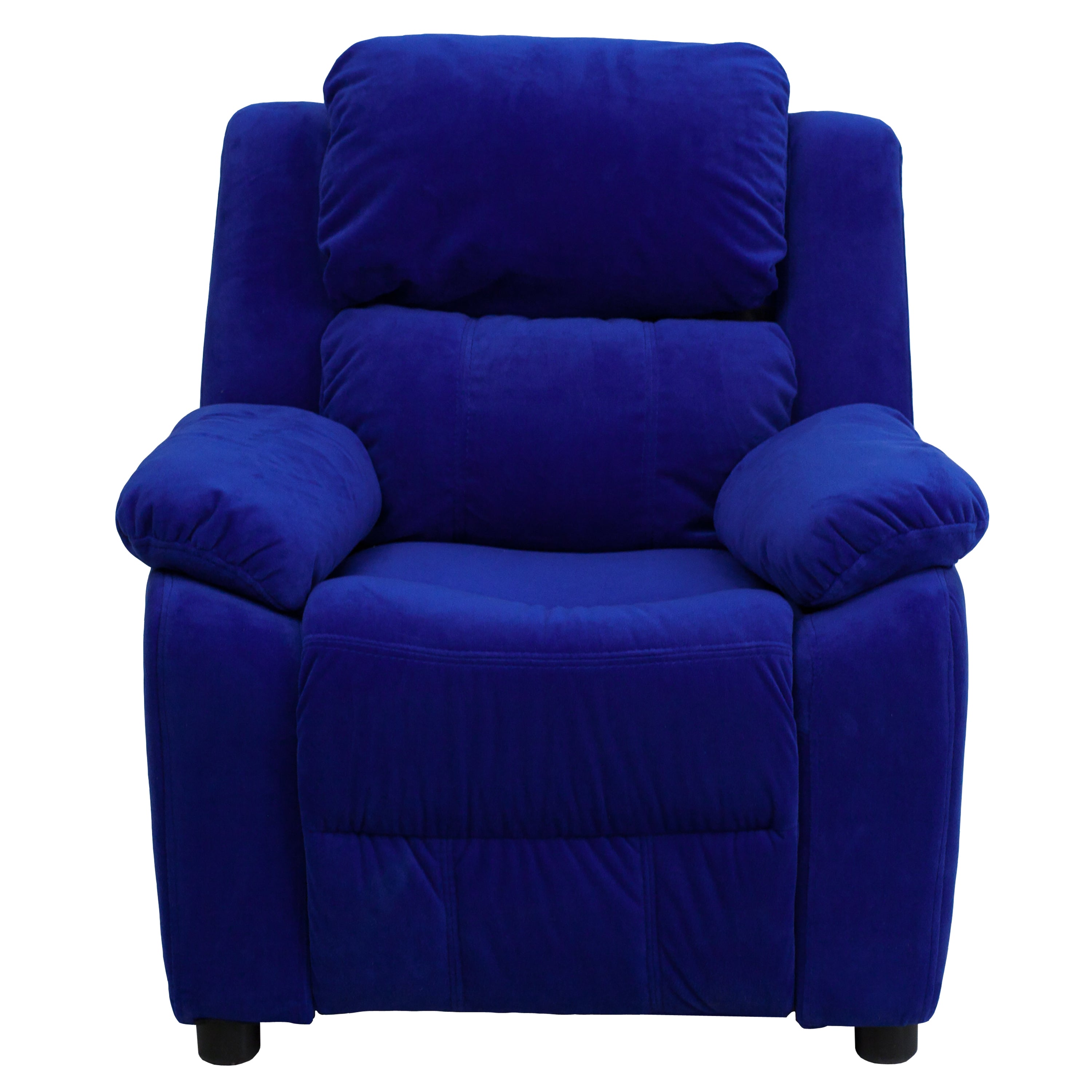 Deluxe Padded Contemporary Kids Recliner with Storage Arms