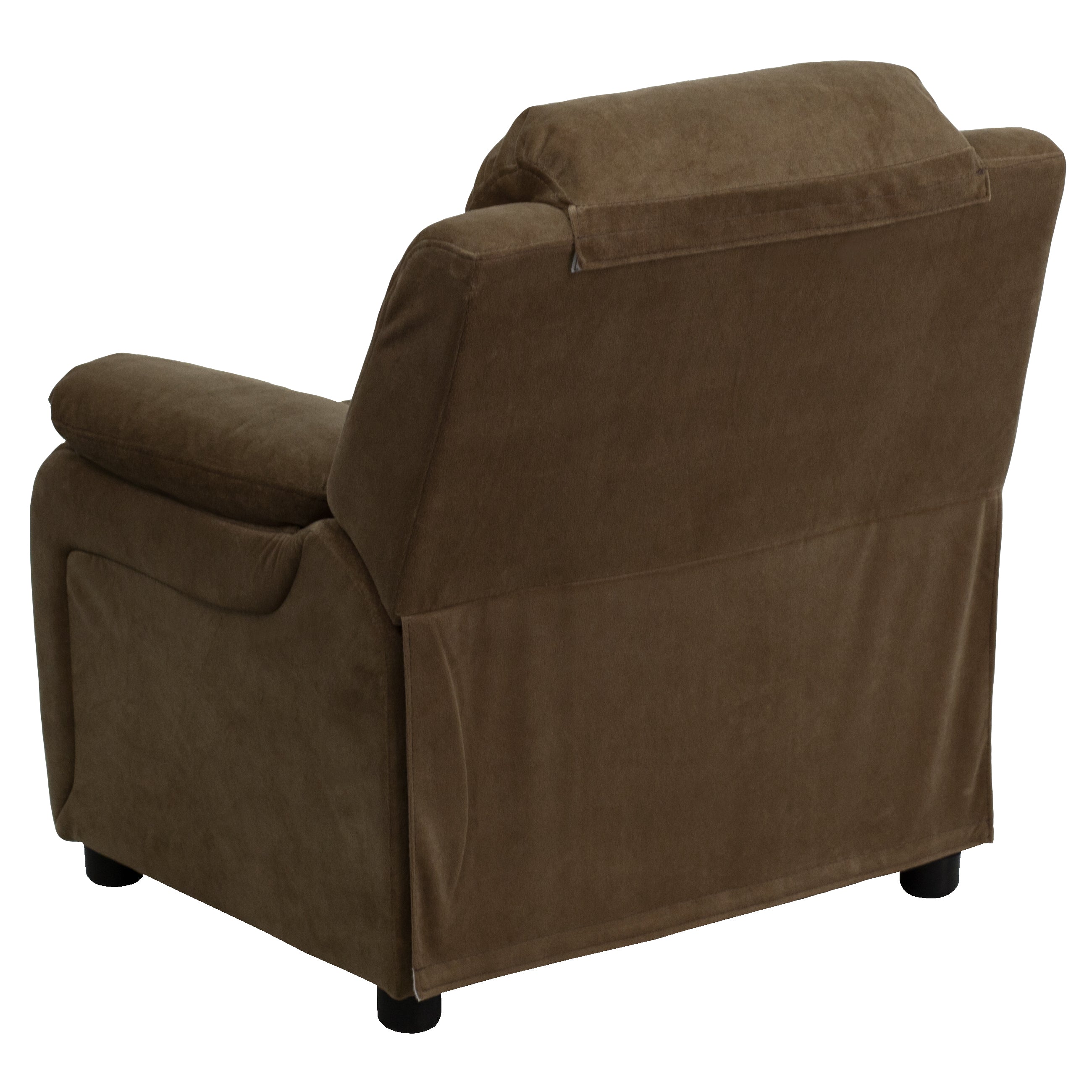 Deluxe Padded Contemporary Kids Recliner with Storage Arms