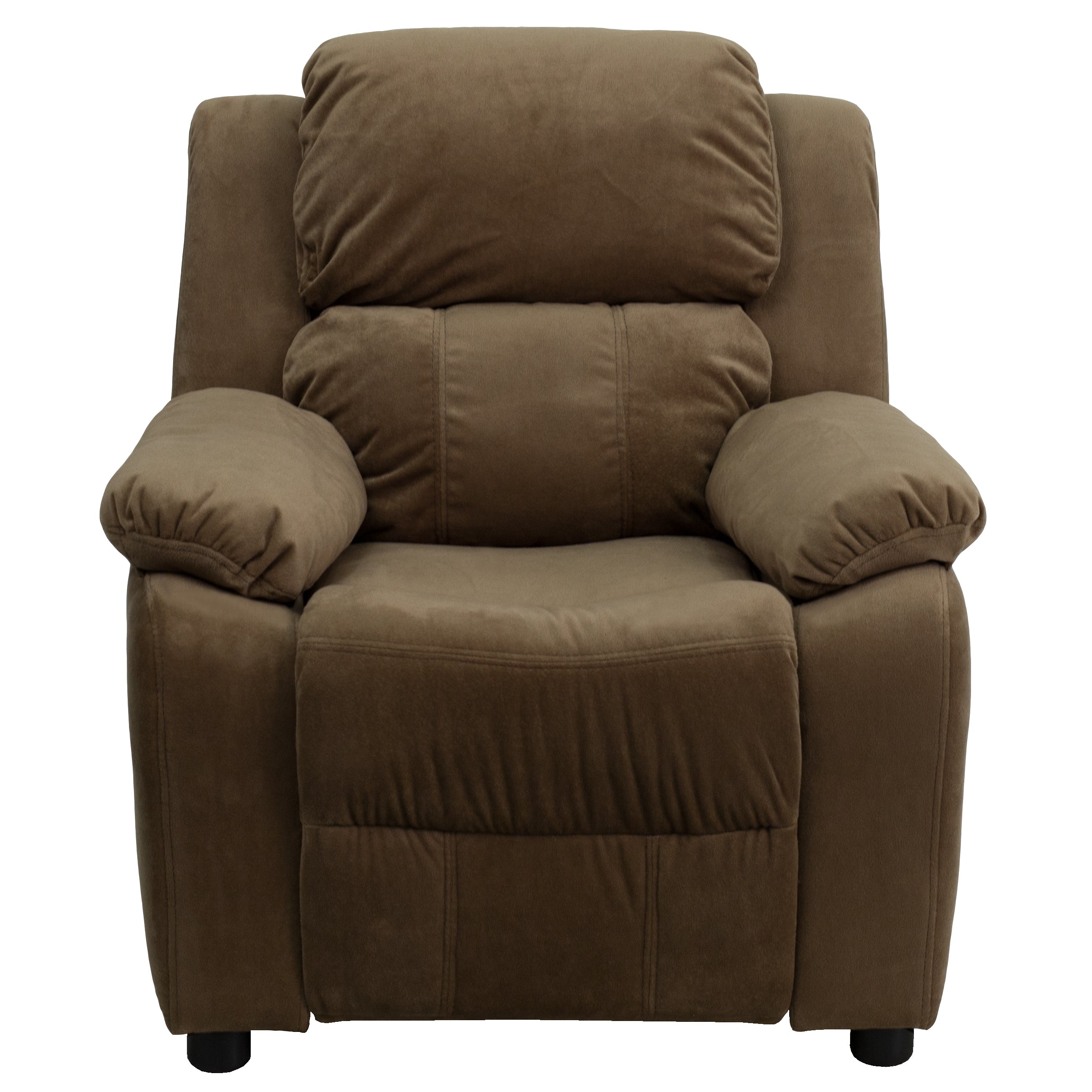 Deluxe Padded Contemporary Kids Recliner with Storage Arms