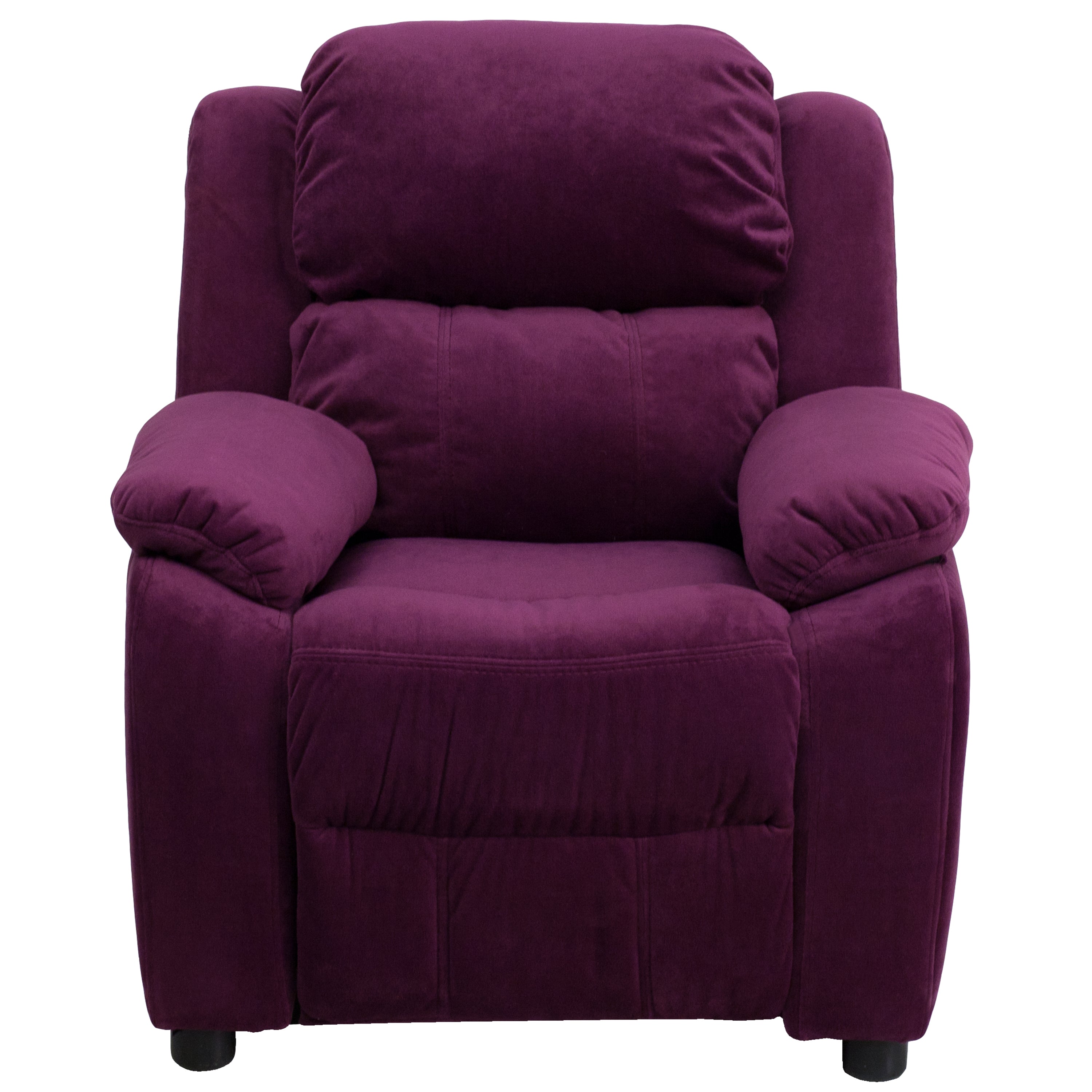 Deluxe Padded Contemporary Kids Recliner with Storage Arms