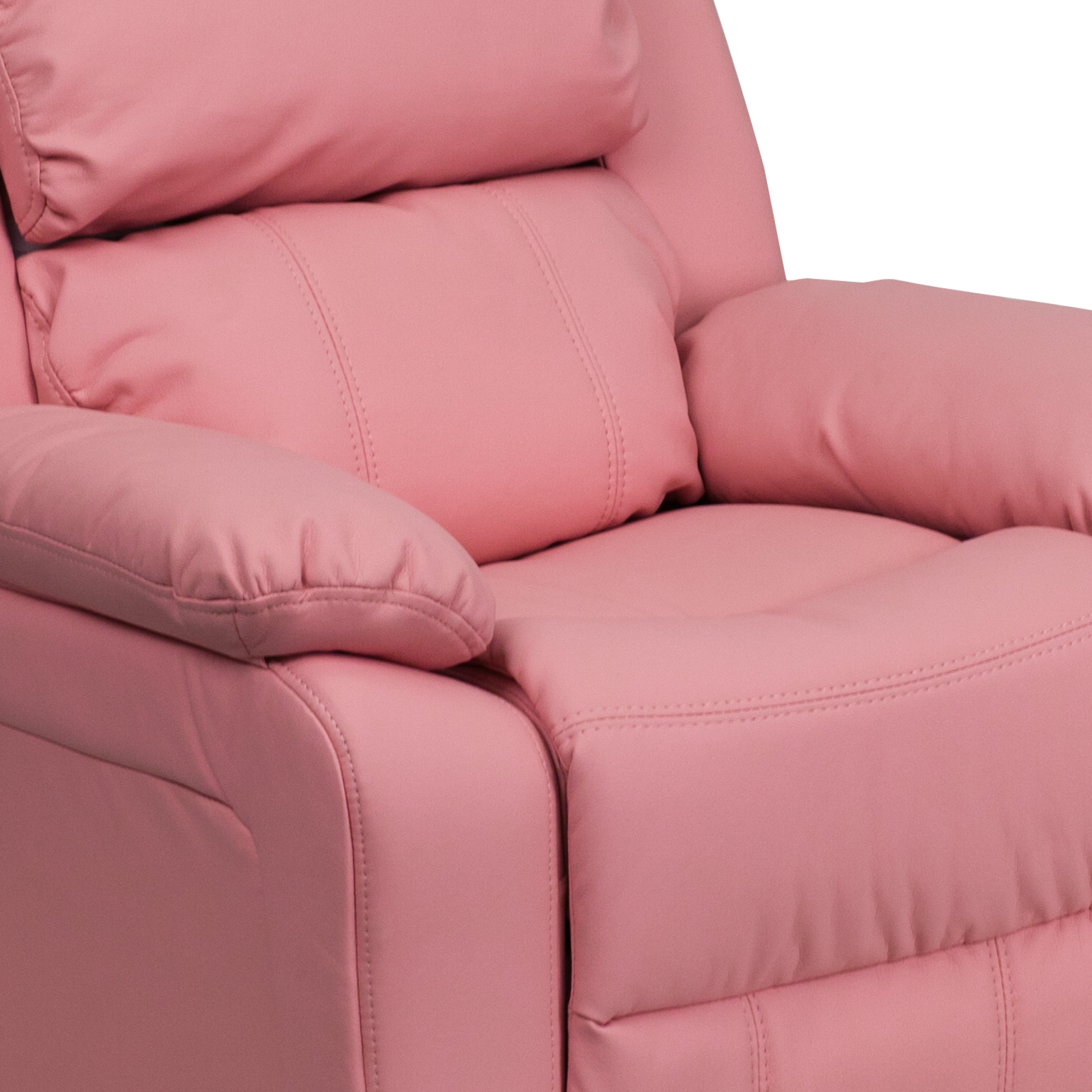 Deluxe Padded Contemporary Kids Recliner with Storage Arms