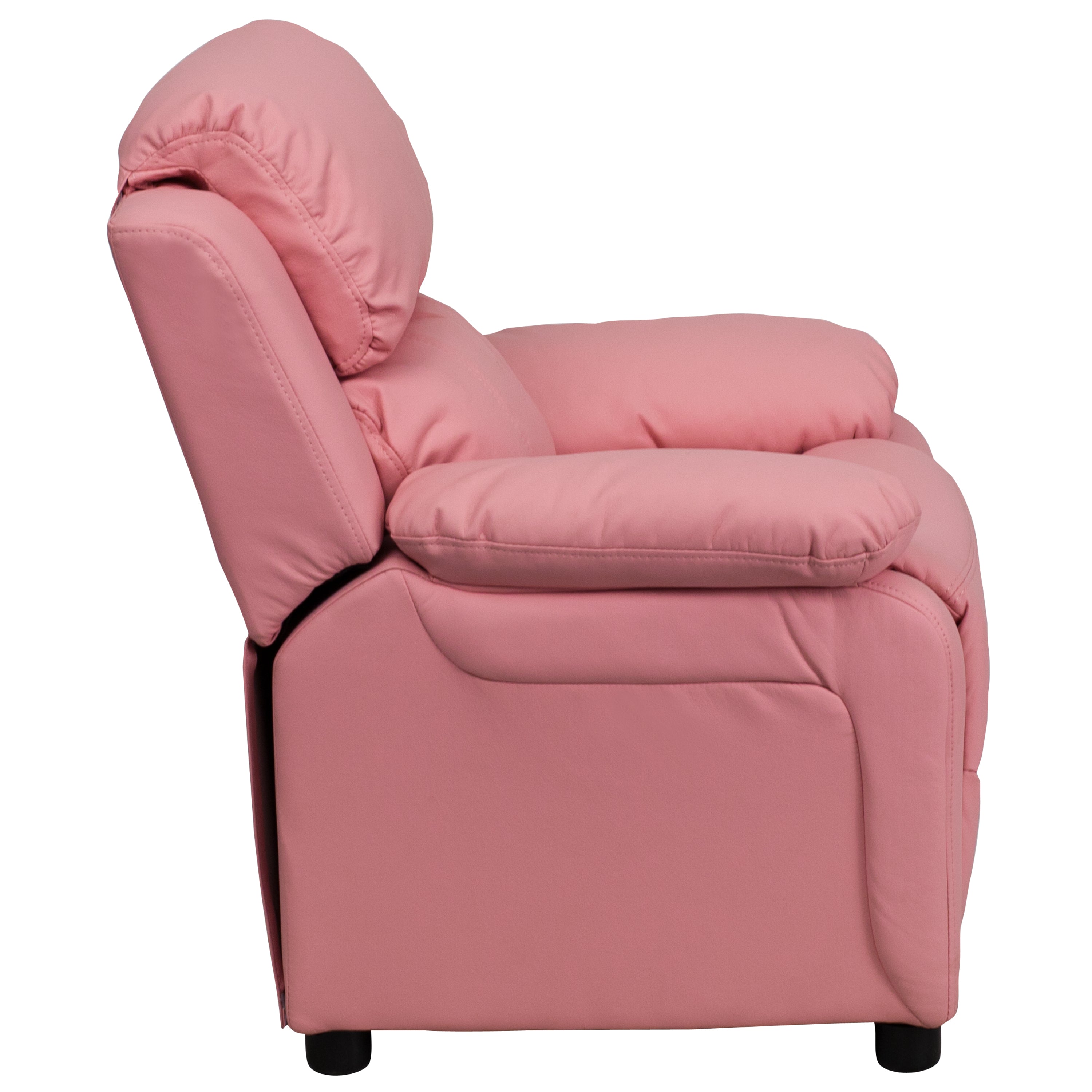 Deluxe Padded Contemporary Kids Recliner with Storage Arms