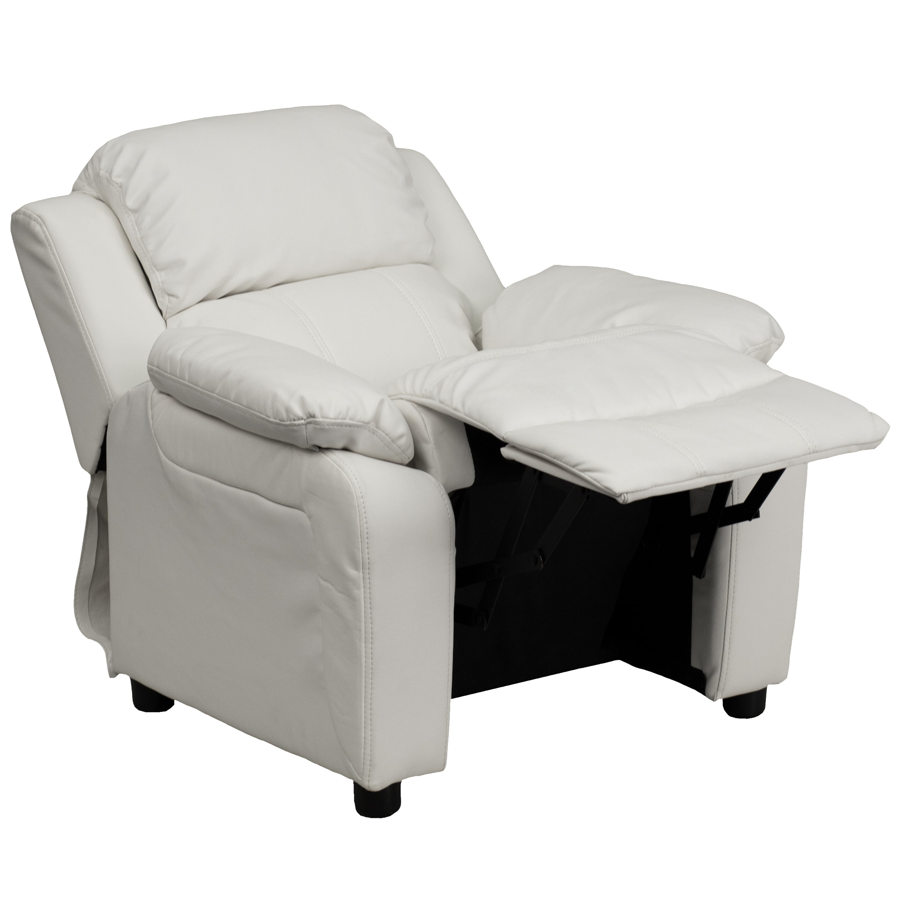 Deluxe Padded Contemporary Kids Recliner with Storage Arms