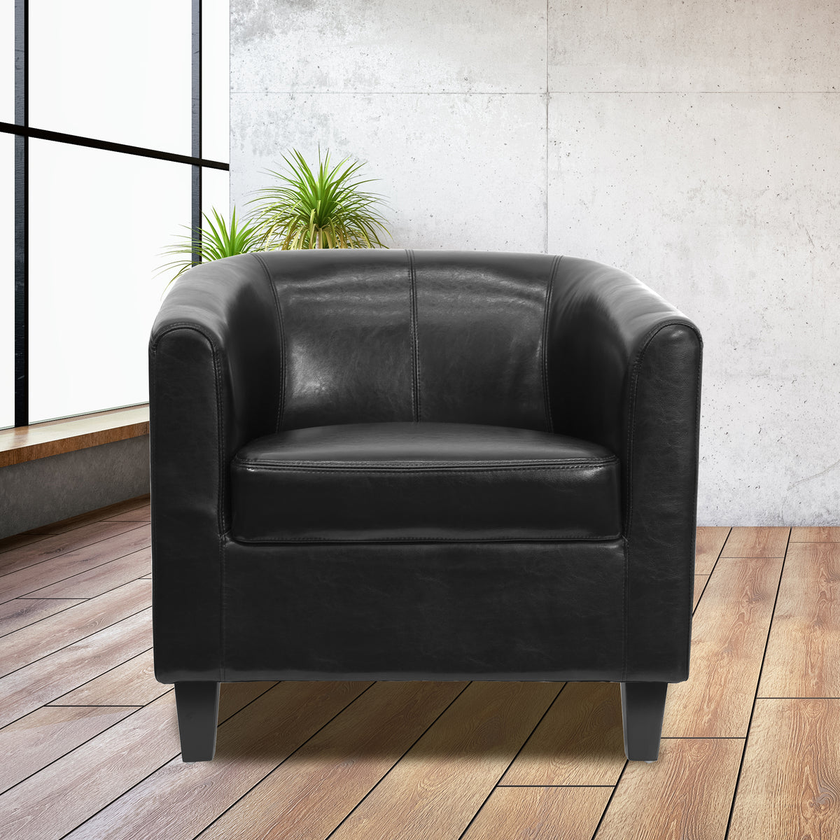 LeatherSoft Lounge Chair with Sloping Arms