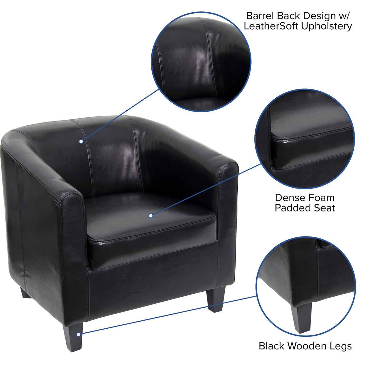 LeatherSoft Lounge Chair with Sloping Arms