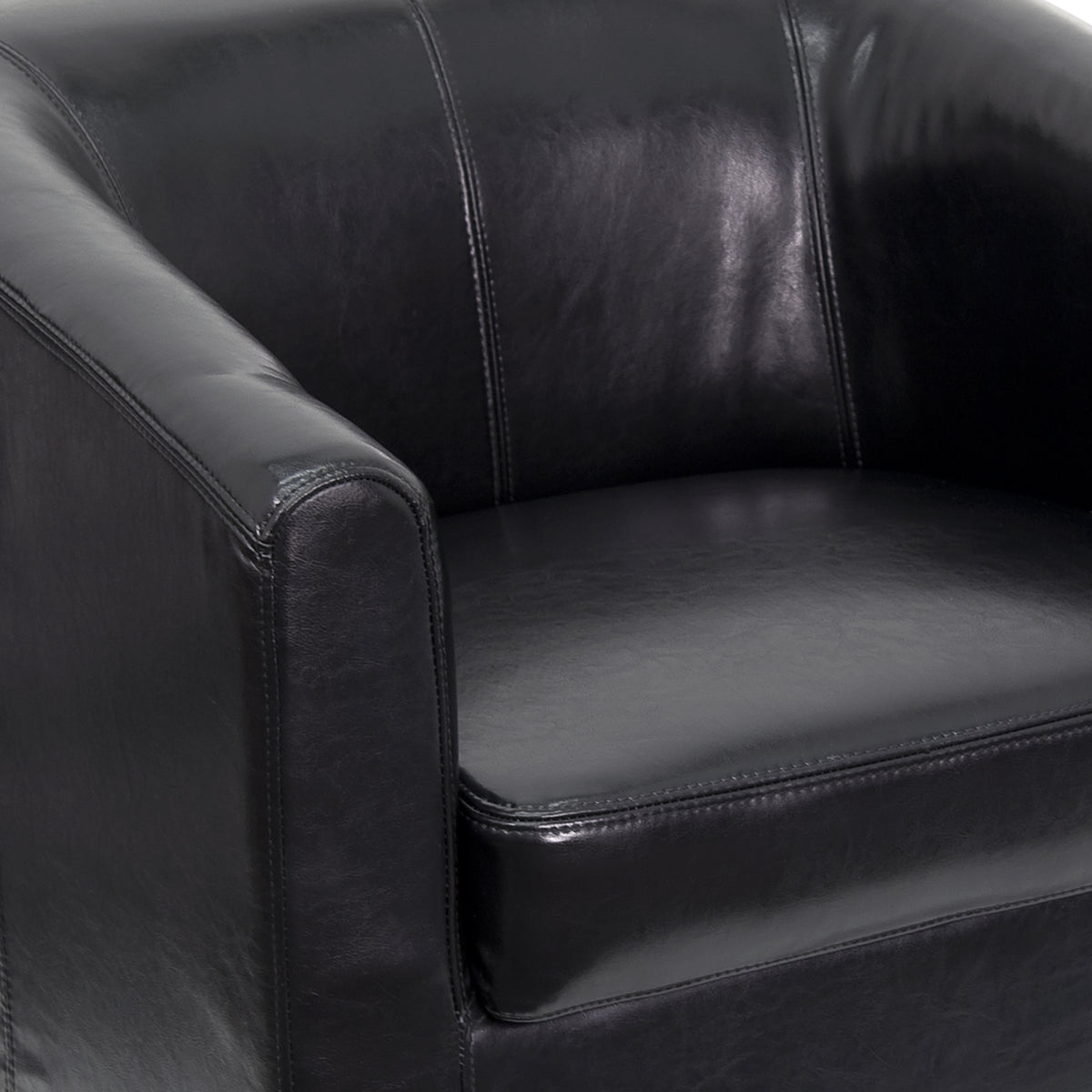 LeatherSoft Lounge Chair with Sloping Arms