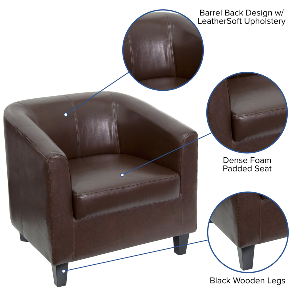 LeatherSoft Lounge Chair with Sloping Arms