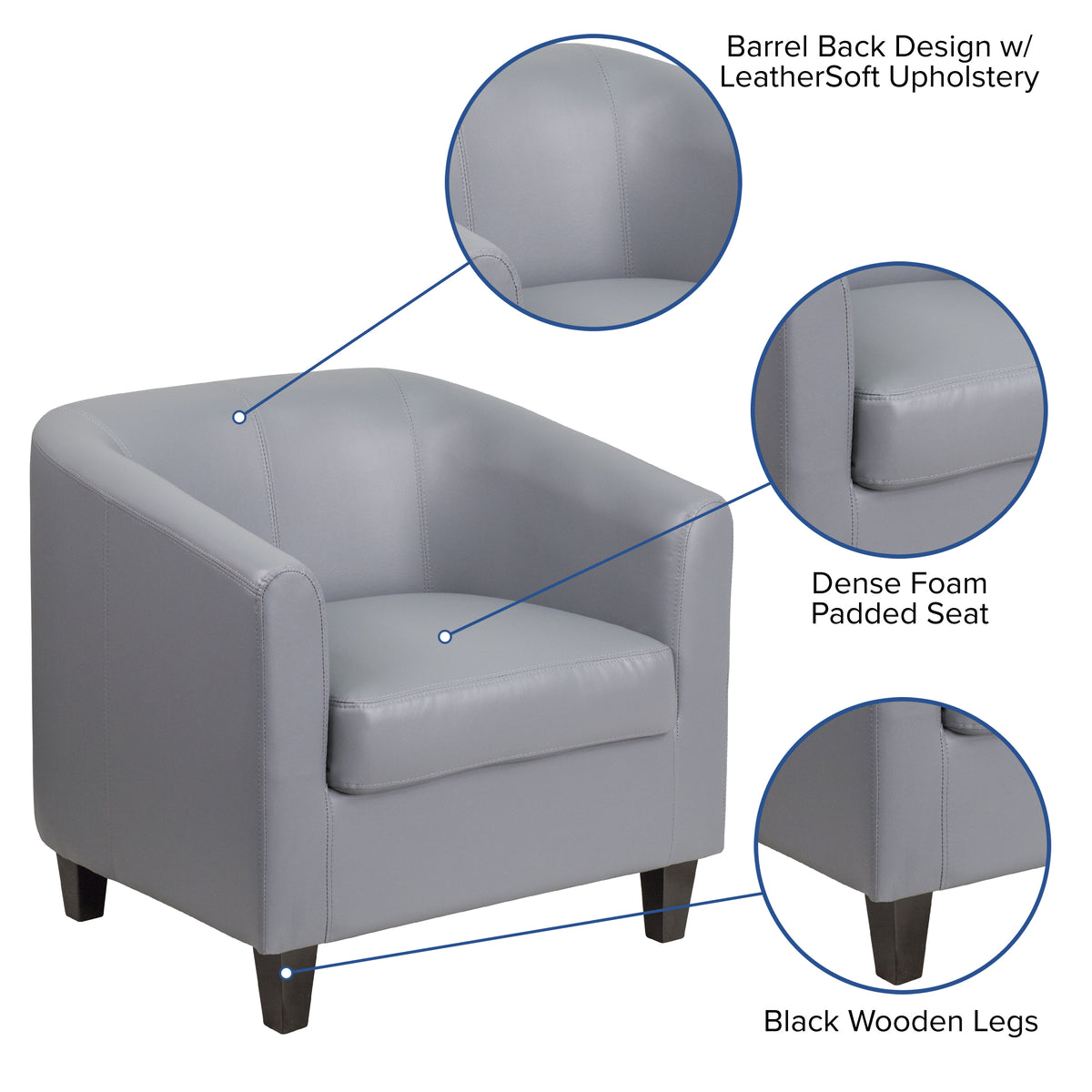 LeatherSoft Lounge Chair with Sloping Arms