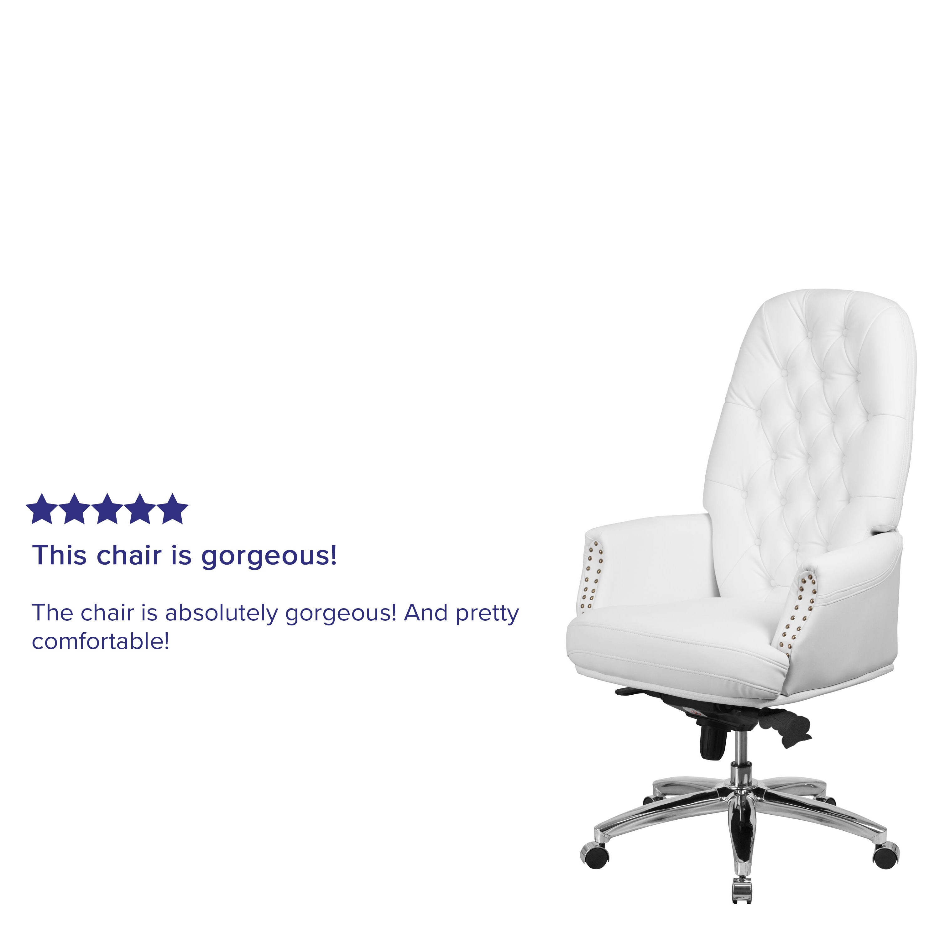 High Back Traditional Tufted LeatherSoft Multifunction Executive Swivel Ergonomic Office Chair with Arms