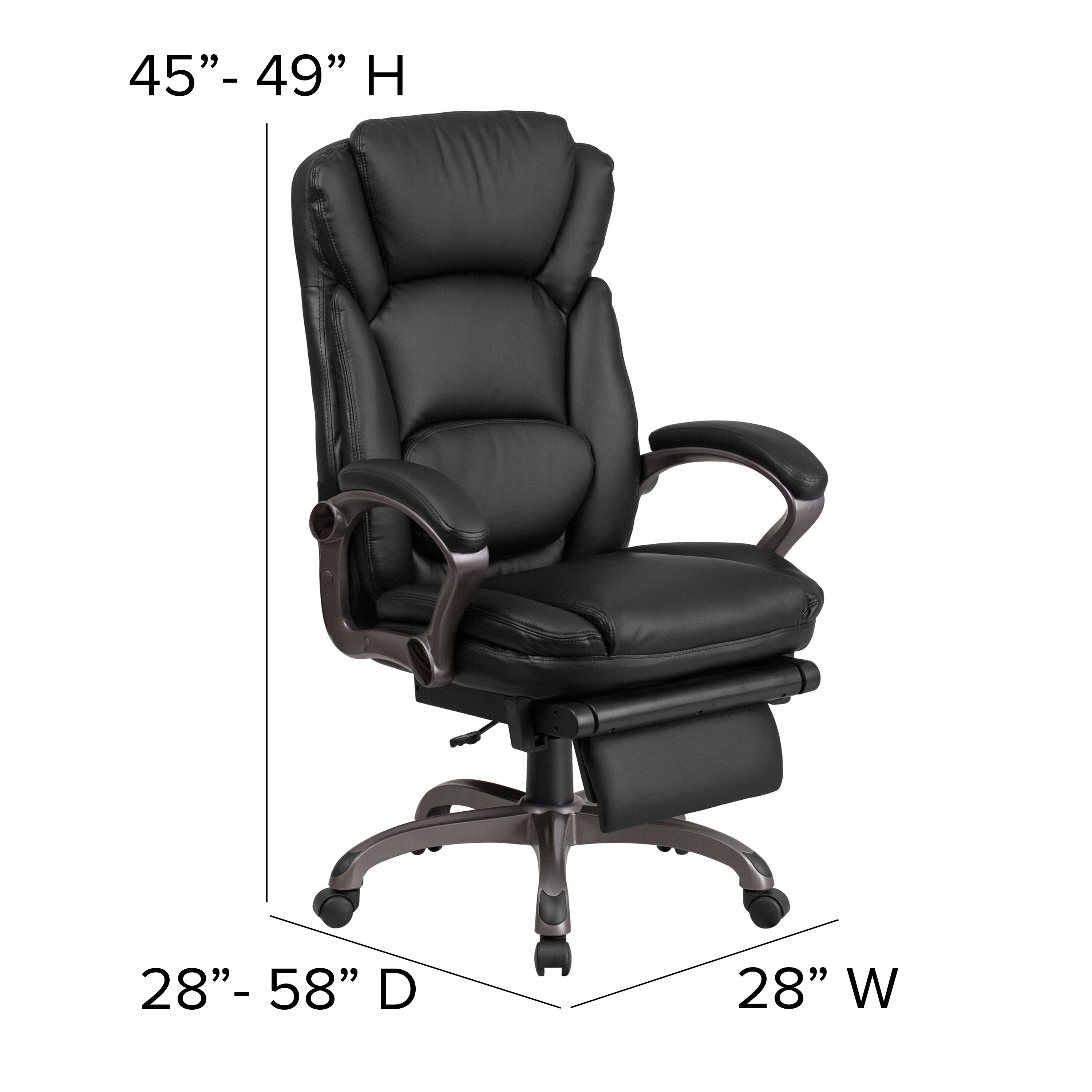 High Back LeatherSoft Executive Reclining Swivel Office Chair with Outer Lumbar Cushion and Arms