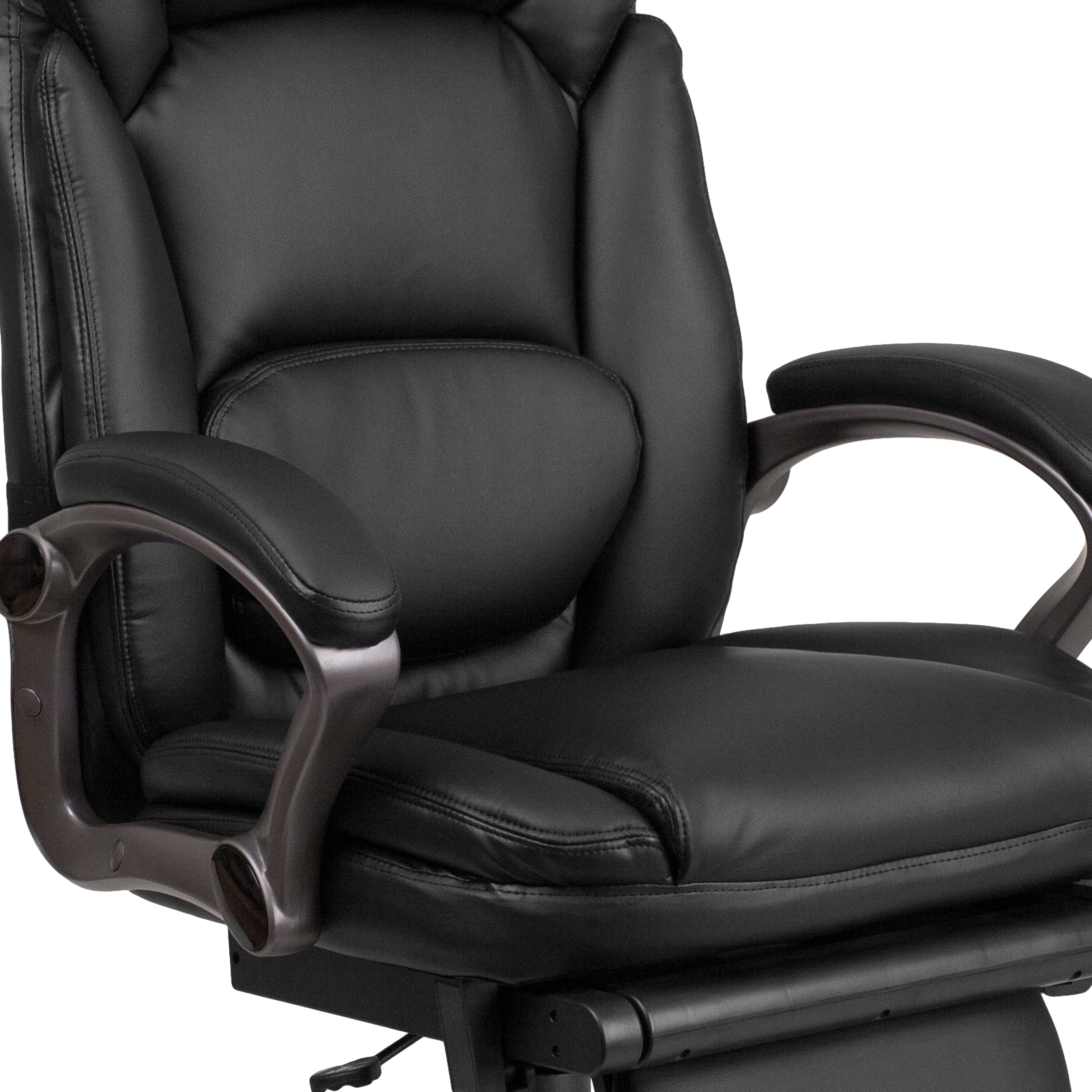 High Back LeatherSoft Executive Reclining Swivel Office Chair with Outer Lumbar Cushion and Arms