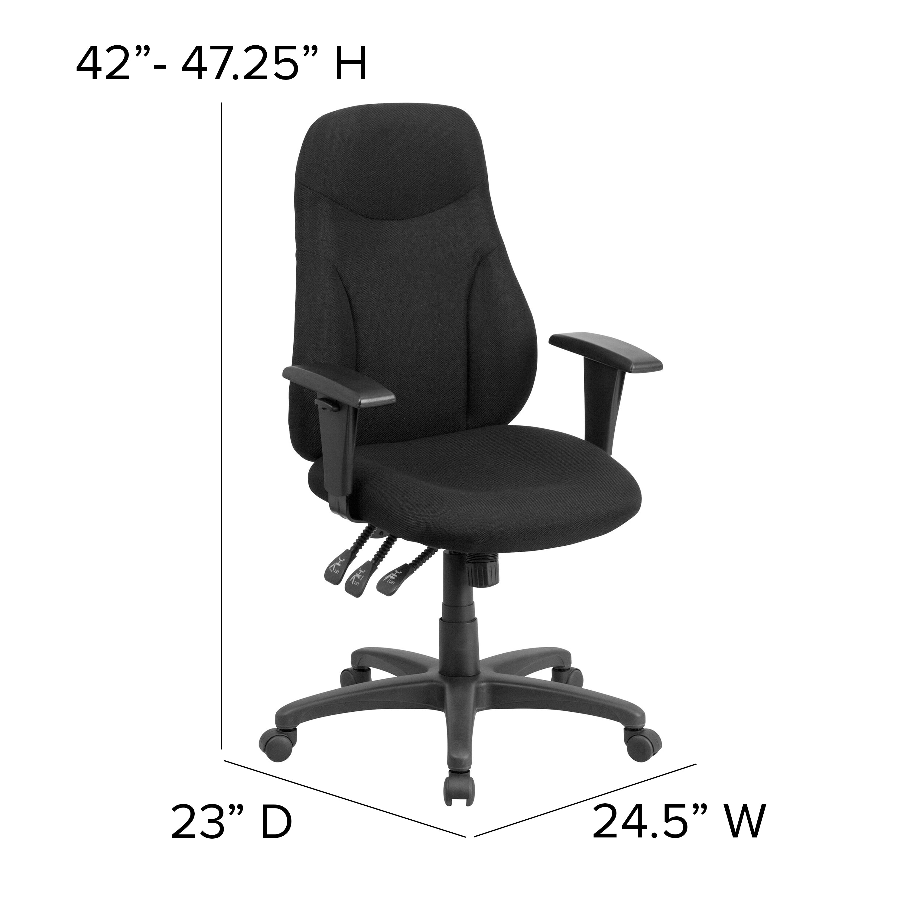 High Back Fabric Multifunction Swivel Ergonomic Task Office Chair with Adjustable Arms