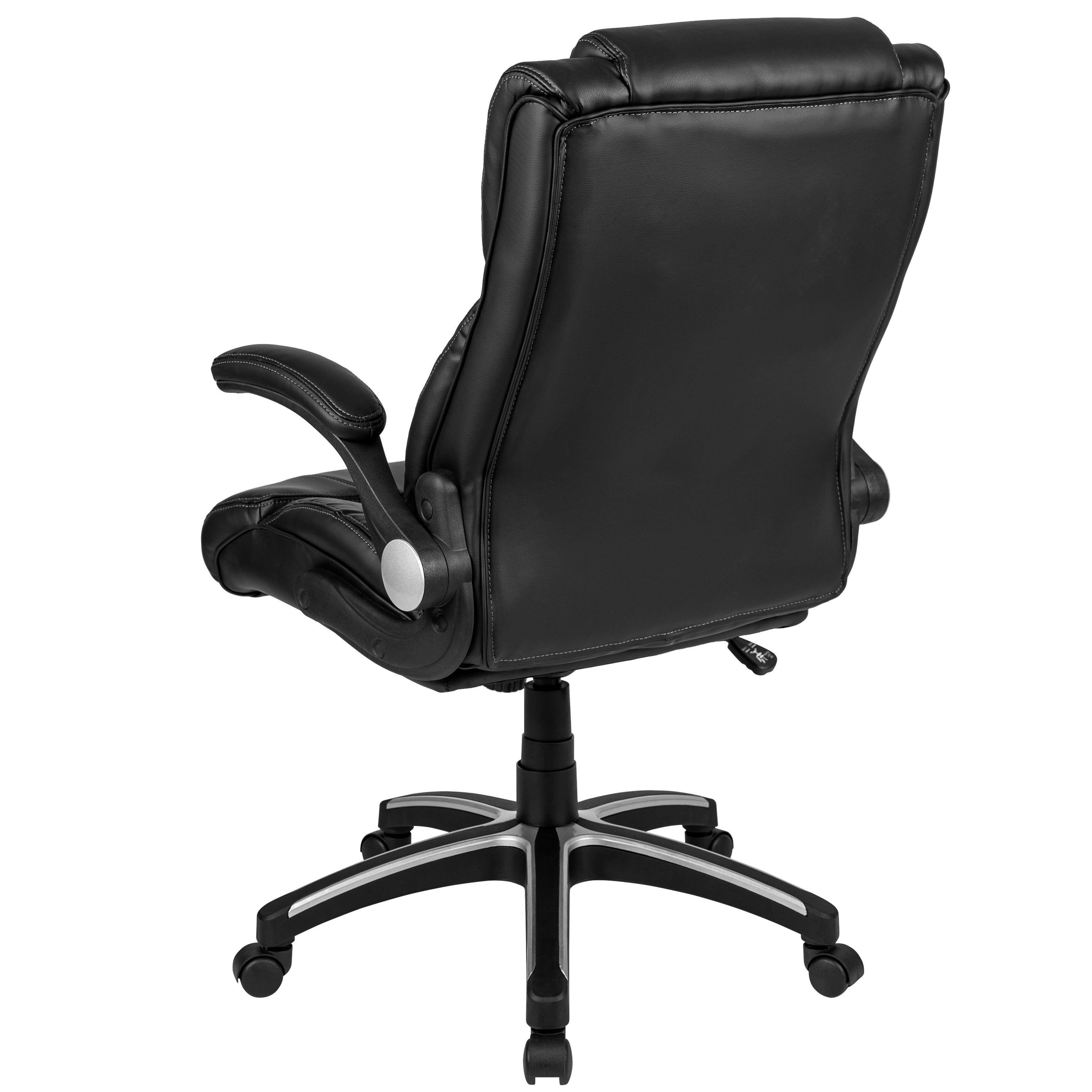 High Back LeatherSoft Executive Swivel Office Chair with Double Layered Headrest and Open Arms