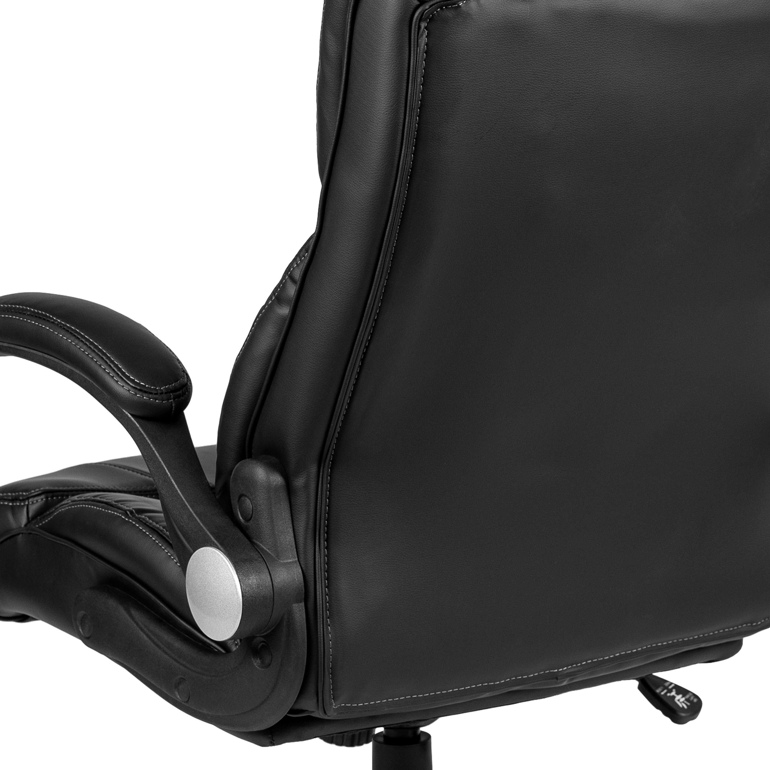 High Back LeatherSoft Executive Swivel Office Chair with Double Layered Headrest and Open Arms