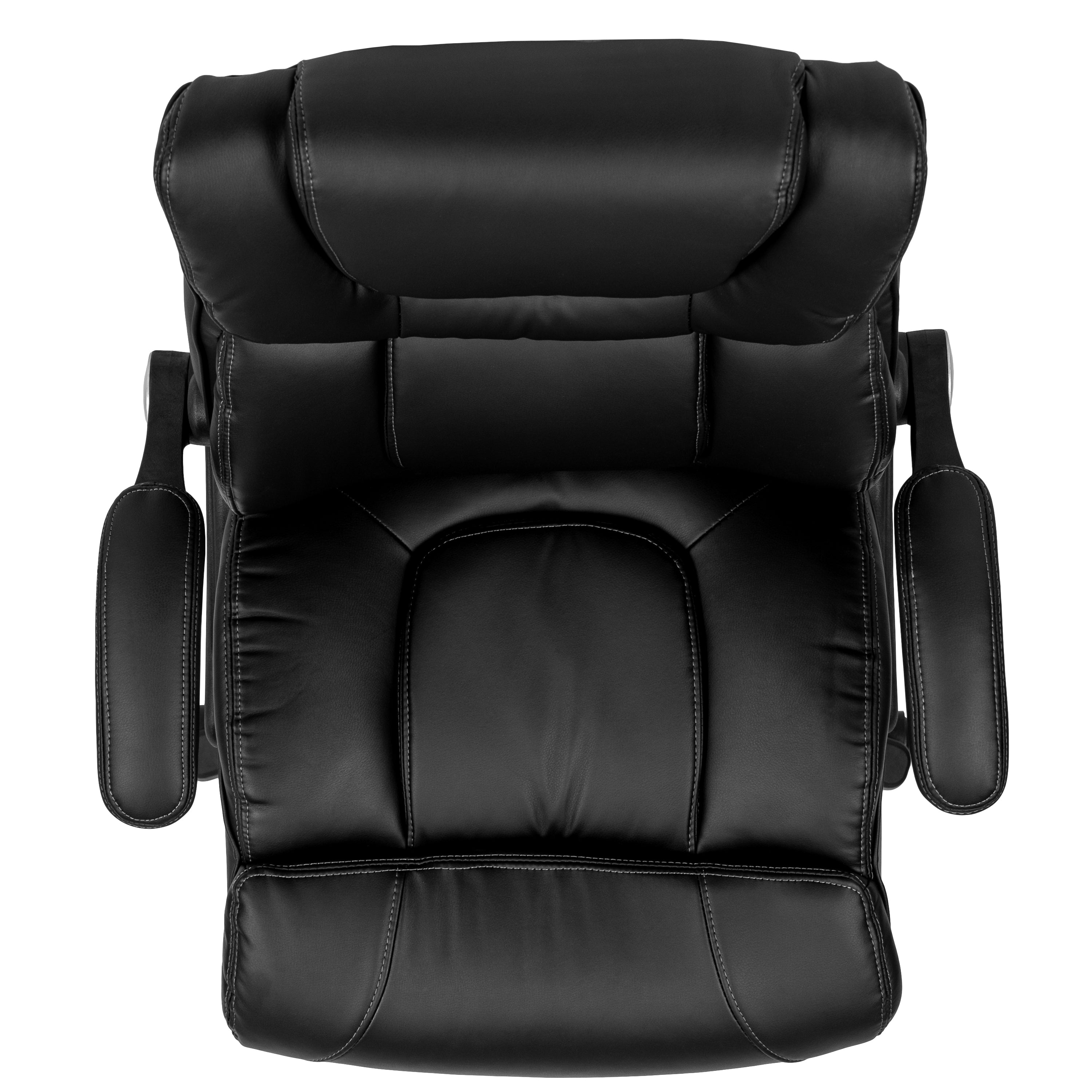 High Back LeatherSoft Executive Swivel Office Chair with Double Layered Headrest and Open Arms
