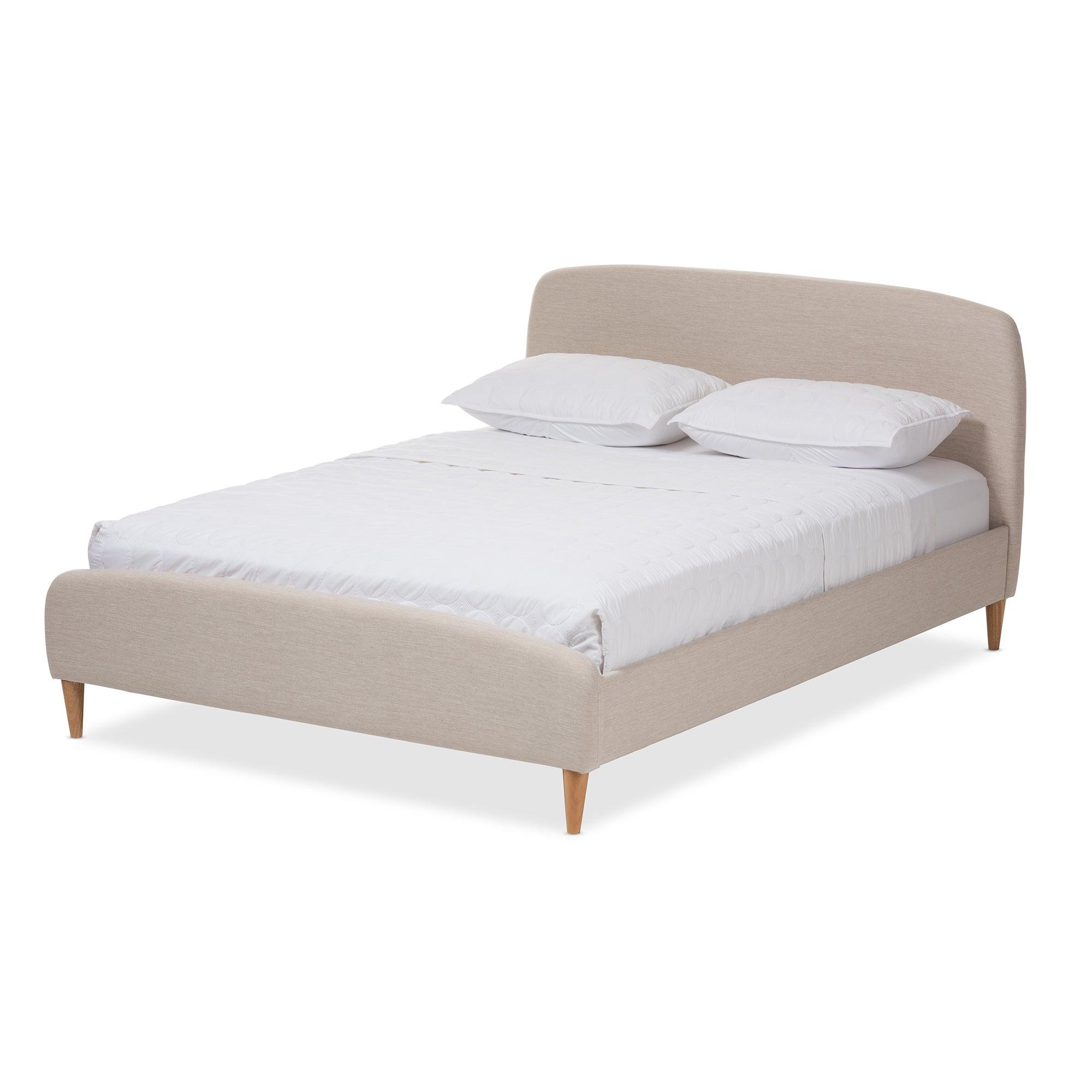 Mia Mid-Century Light Fabric Upholstered Platform Bed