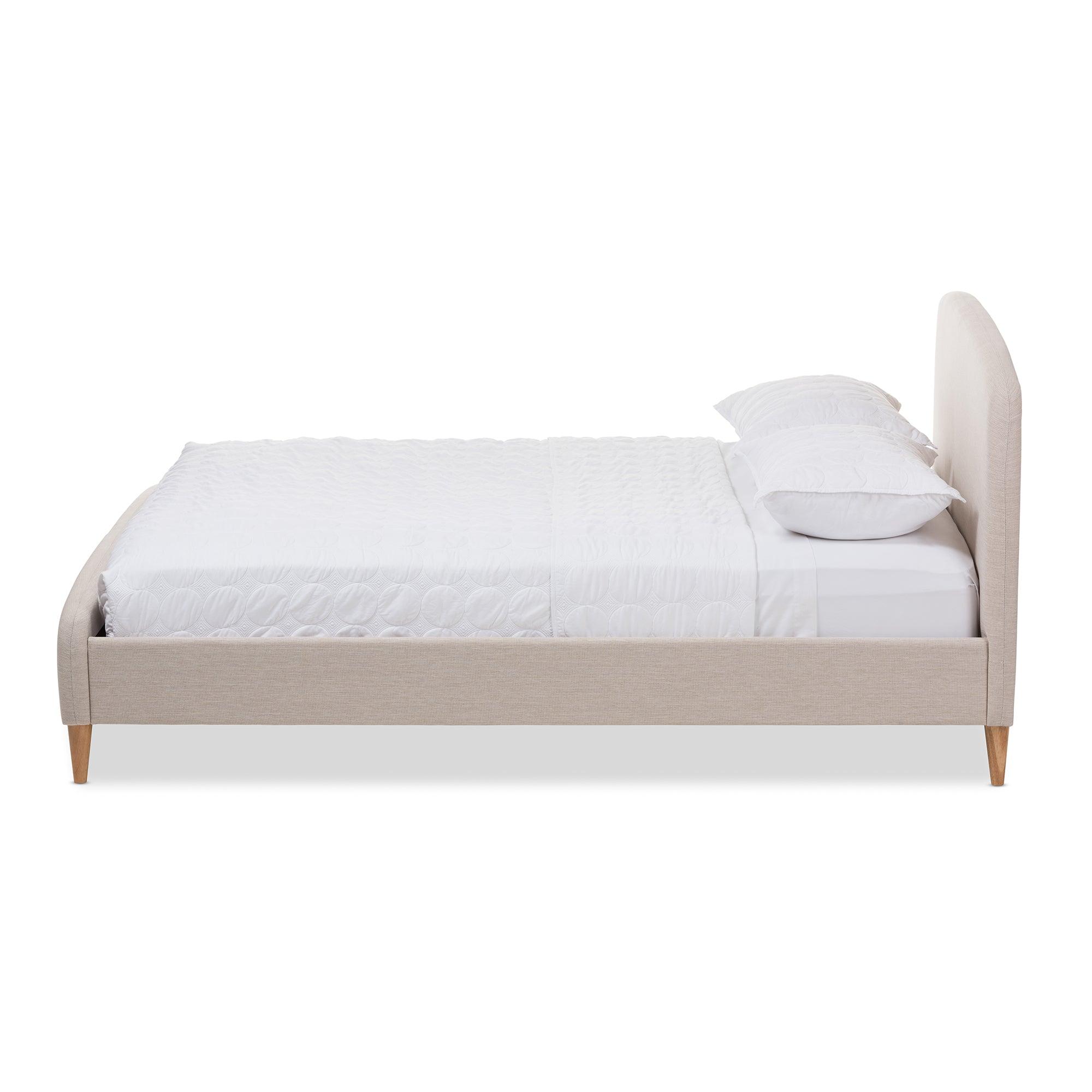 Mia Mid-Century Light Fabric Upholstered Platform Bed