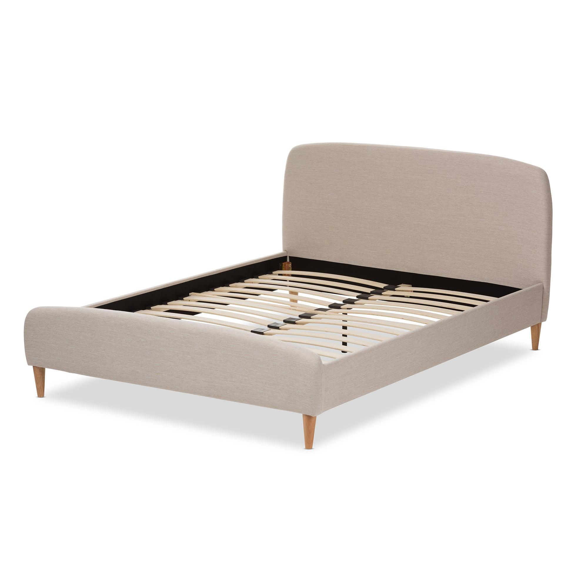 Mia Mid-Century Light Fabric Upholstered Platform Bed