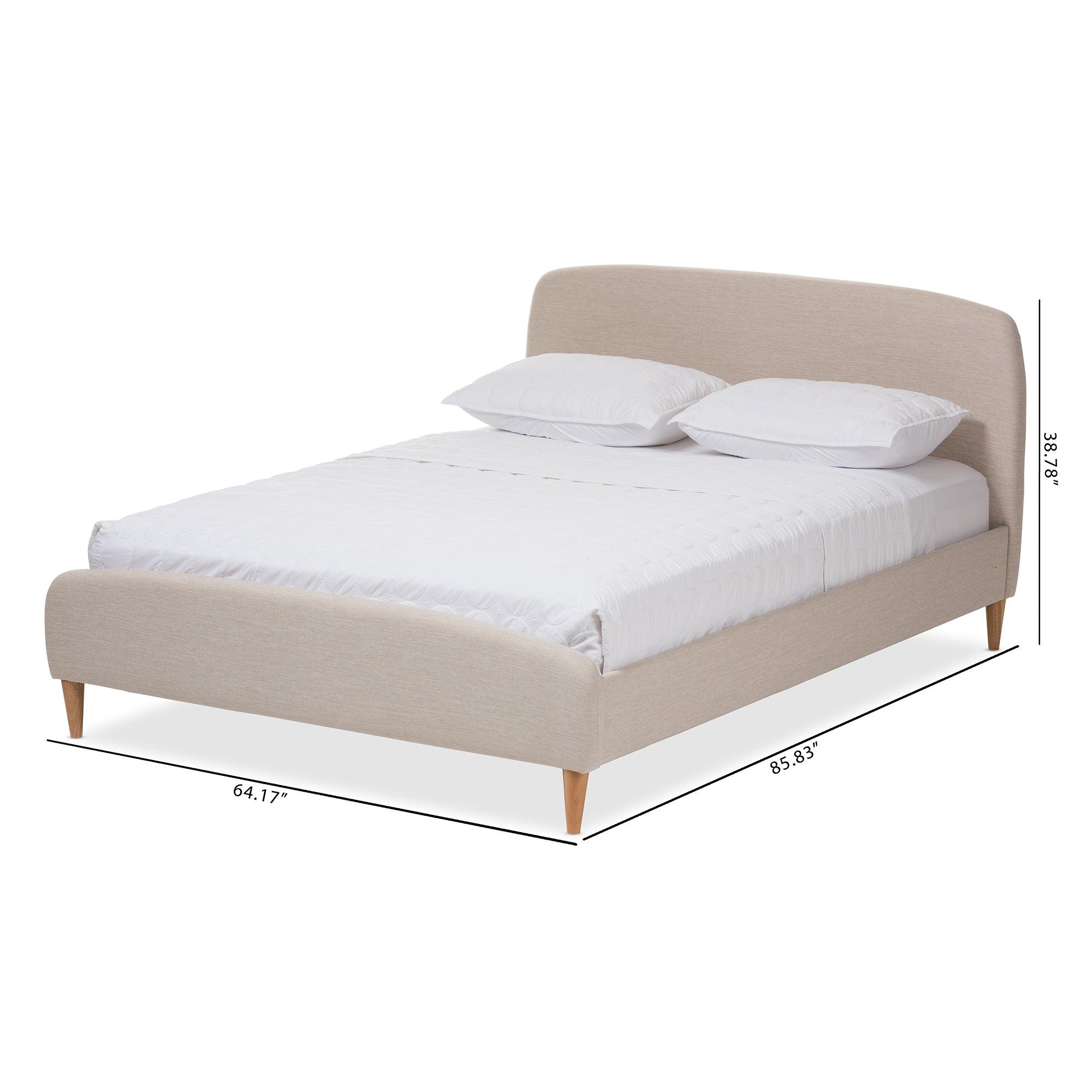 Mia Mid-Century Light Fabric Upholstered Platform Bed