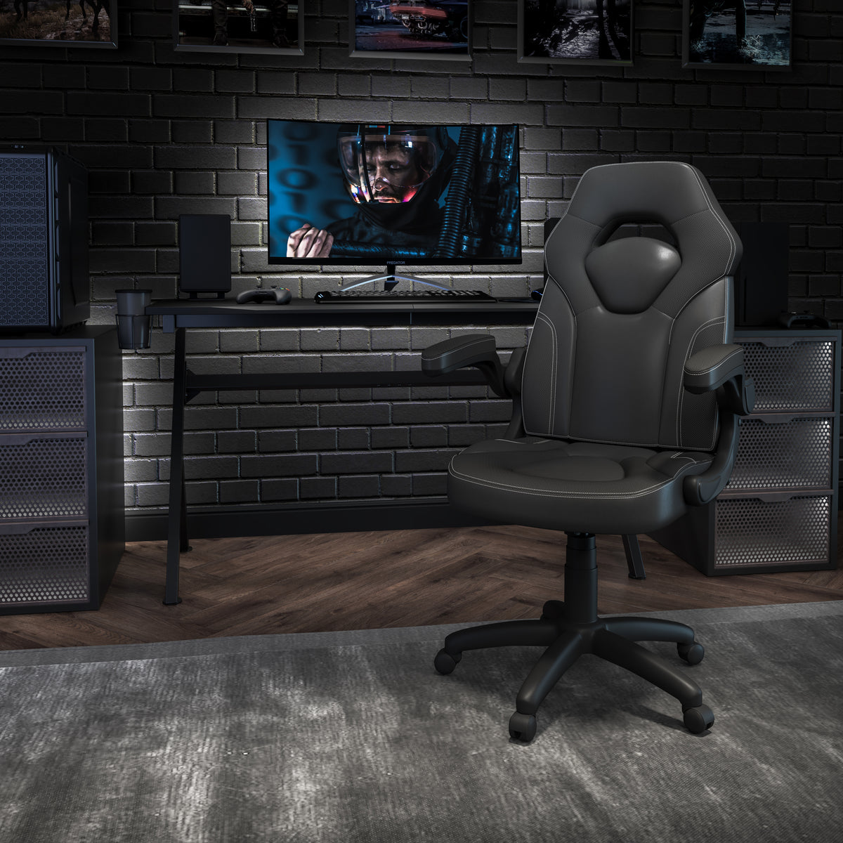 X10 Gaming Chair, Racing Style Ergonomic Office Chair, Height Adjustable Swivel Computer Chair with Flip-Up Arms
