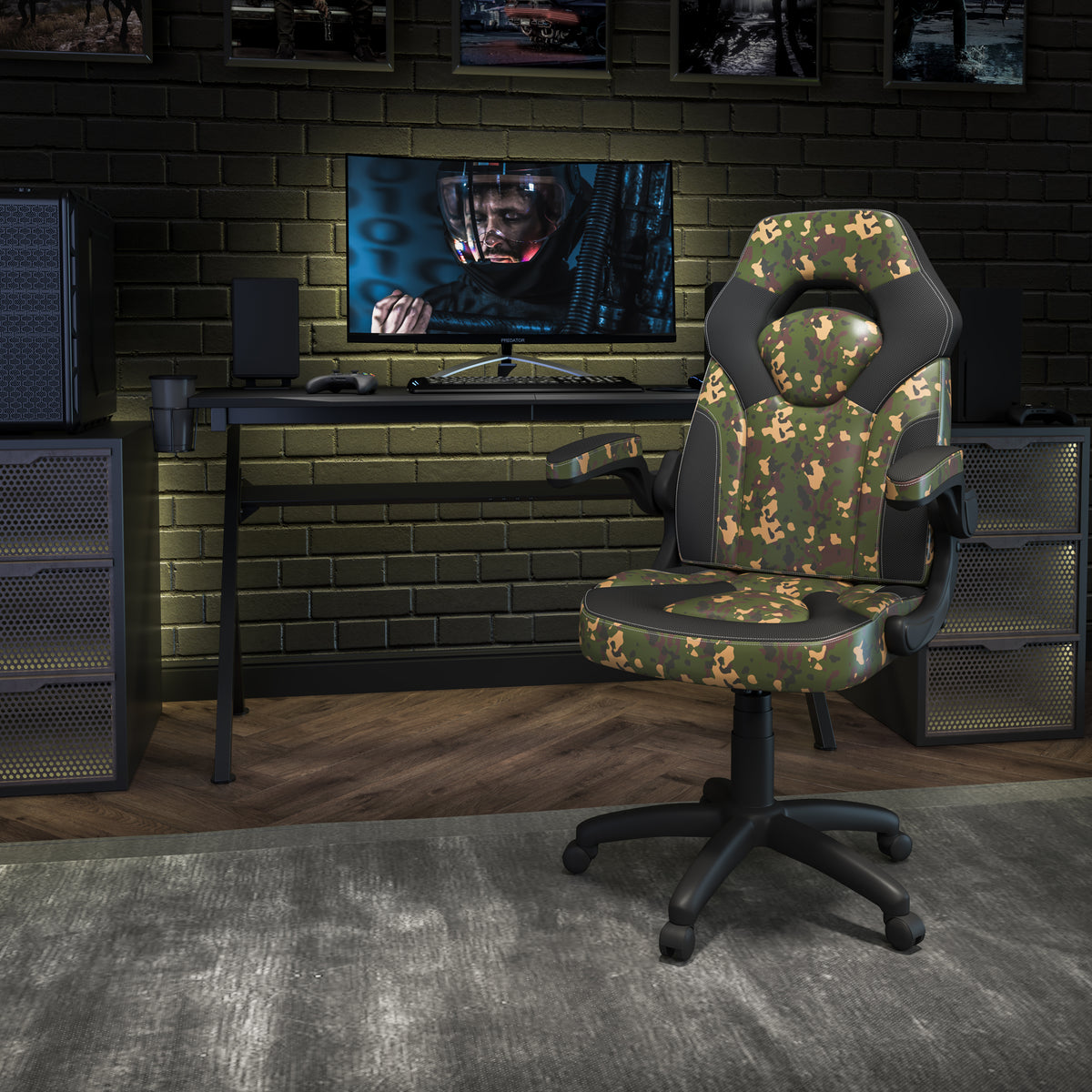 X10 Gaming Chair, Racing Style Ergonomic Office Chair, Height Adjustable Swivel Computer Chair with Flip-Up Arms